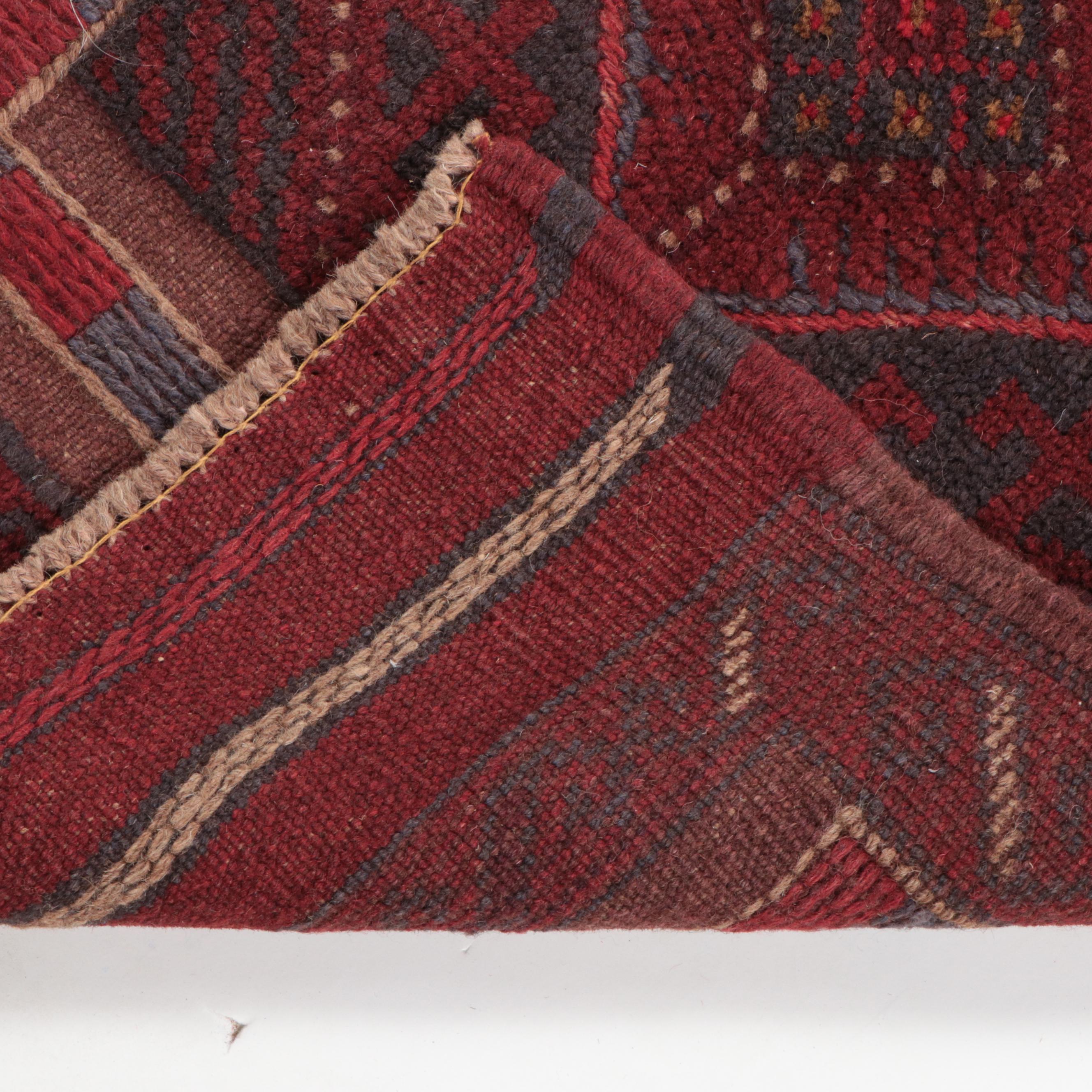 1'11 x 7'9 Hand-Knotted Afghan Mixed Technique Carpet Runner