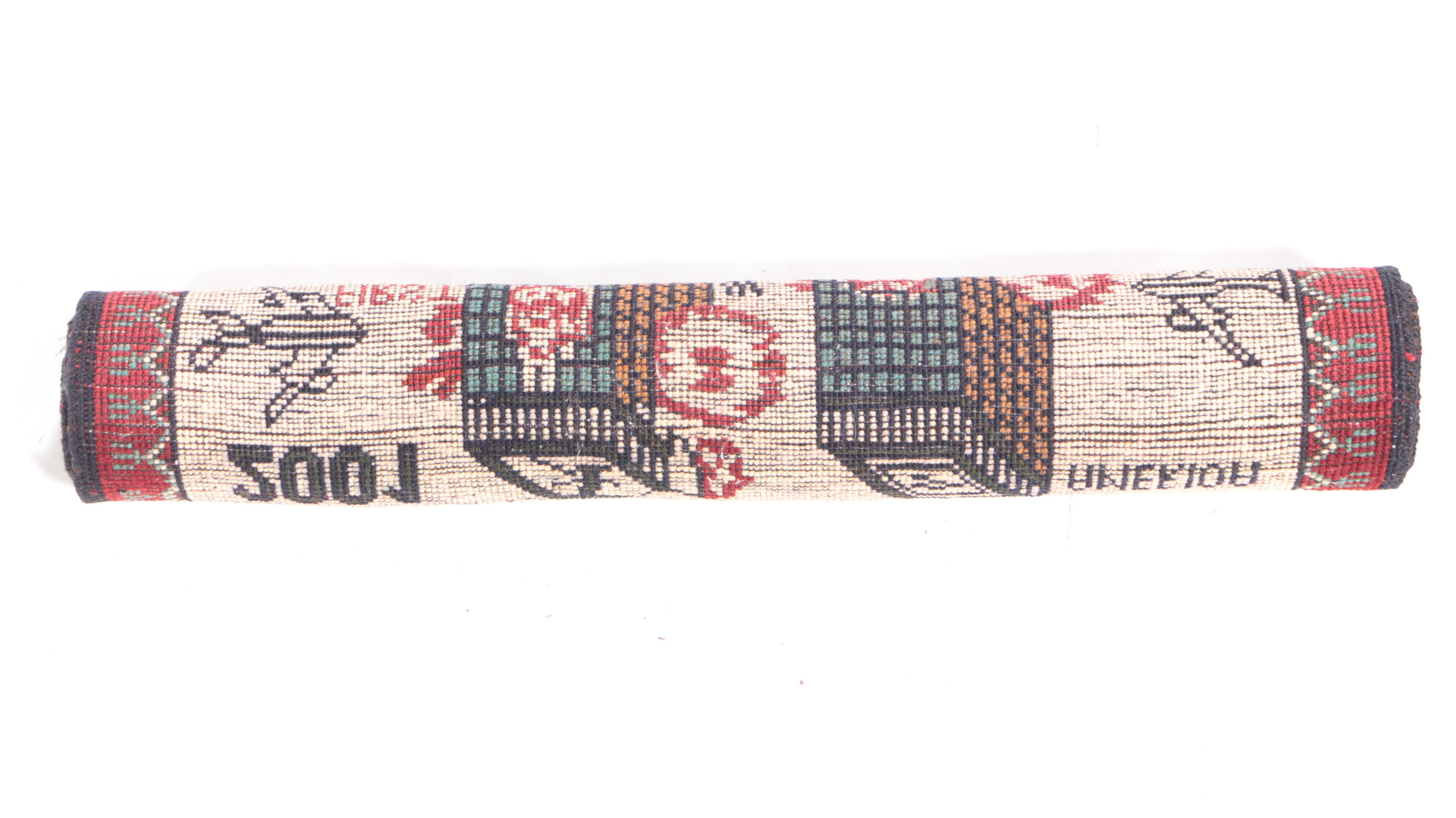 1'11 x 2'7 Hand-Knotted Afghan Pictorial War Rug