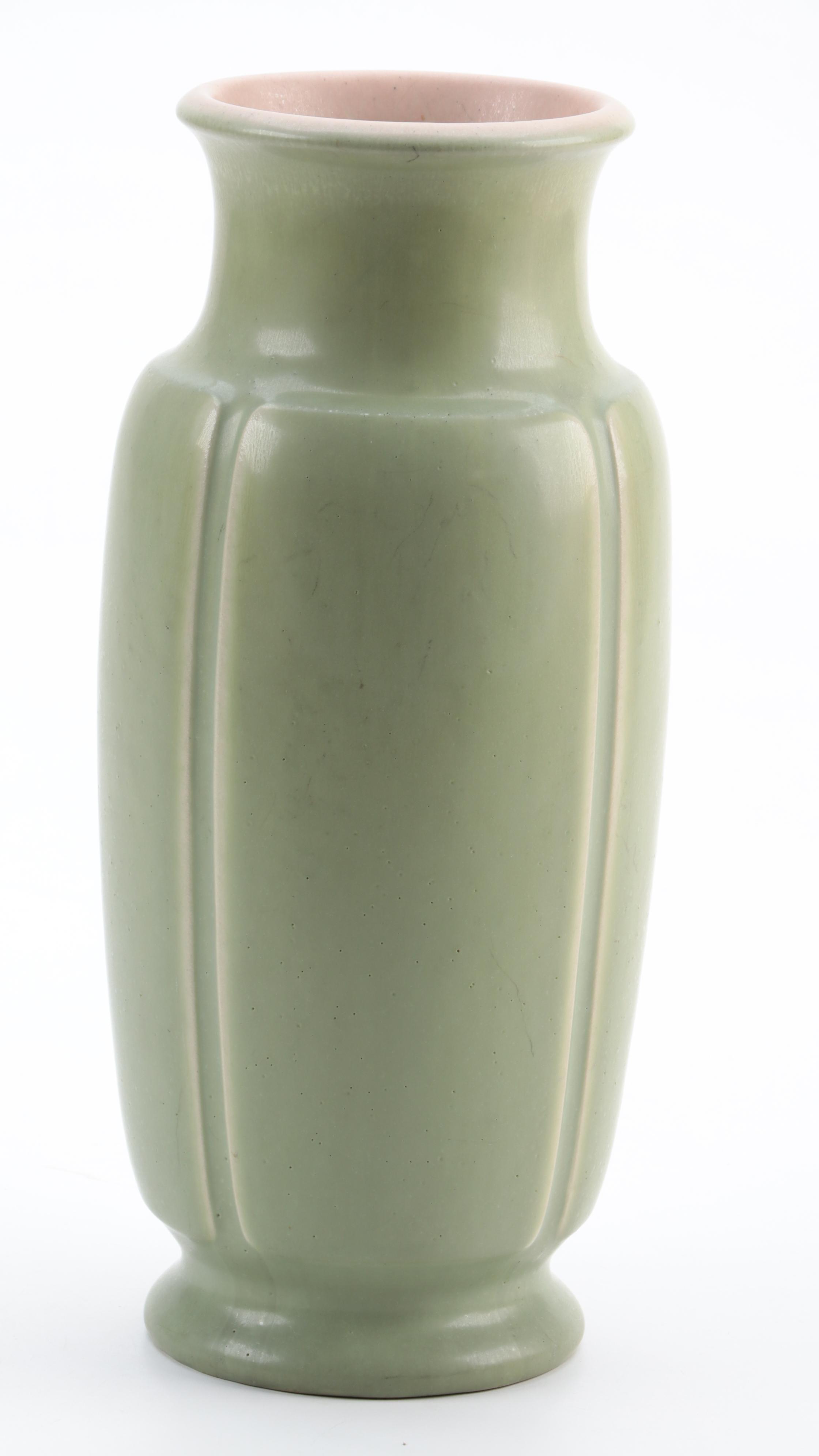 Rookwood Pottery Green and Pink Matte Glaze Vases, Early to Mid 20th Century