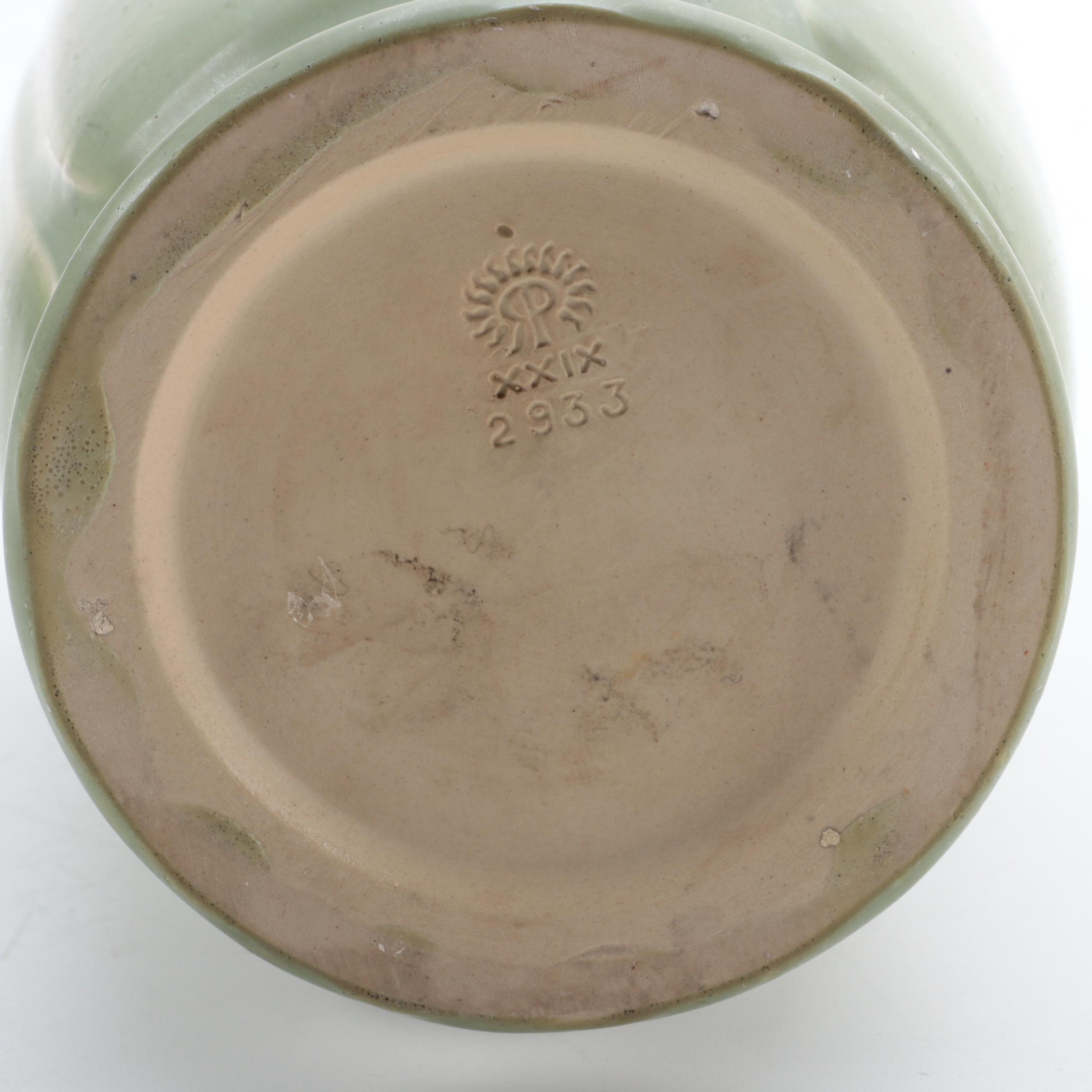 Rookwood Pottery Green and Pink Matte Glaze Vases, Early to Mid 20th Century