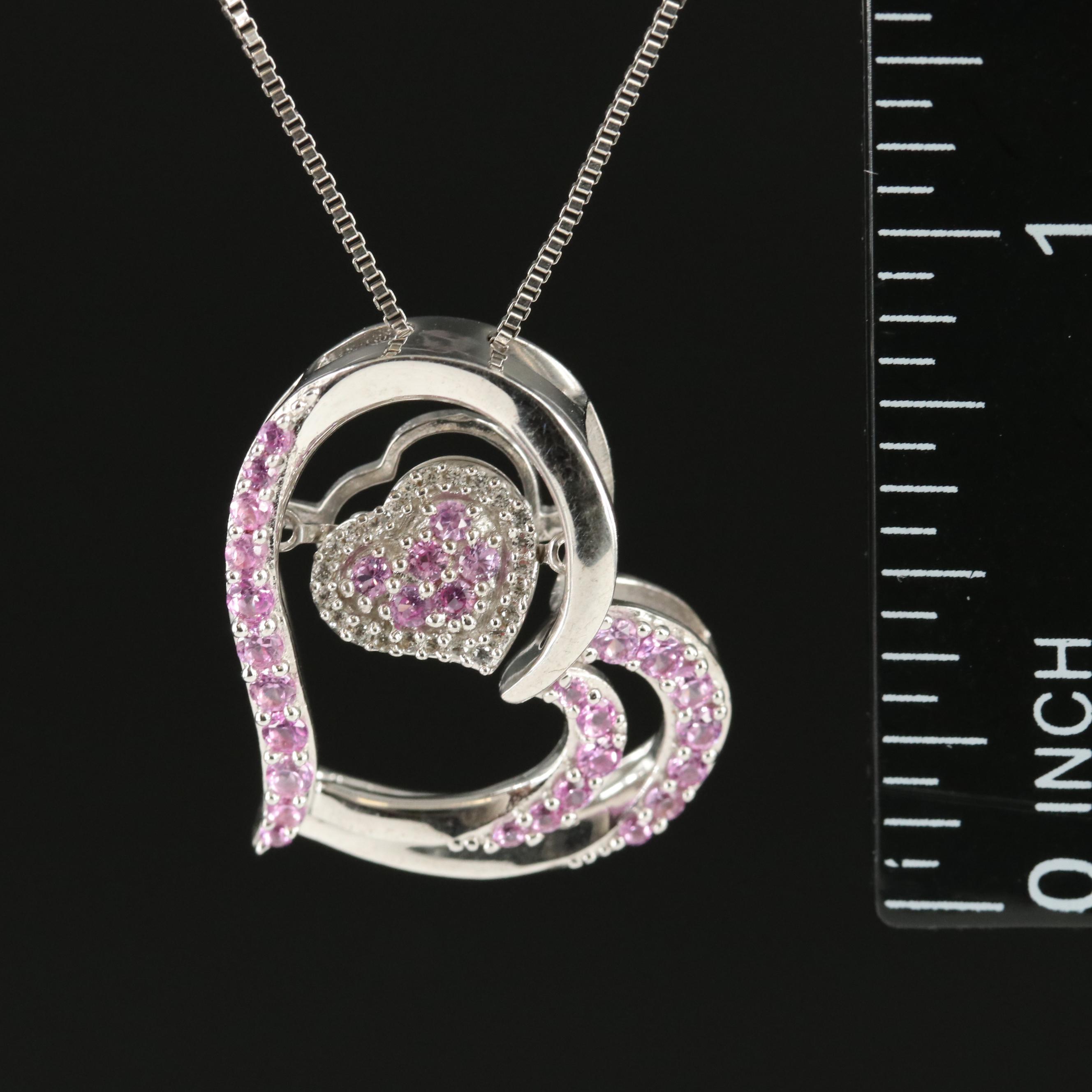 Sterling Sapphire Heart Pendant Necklace