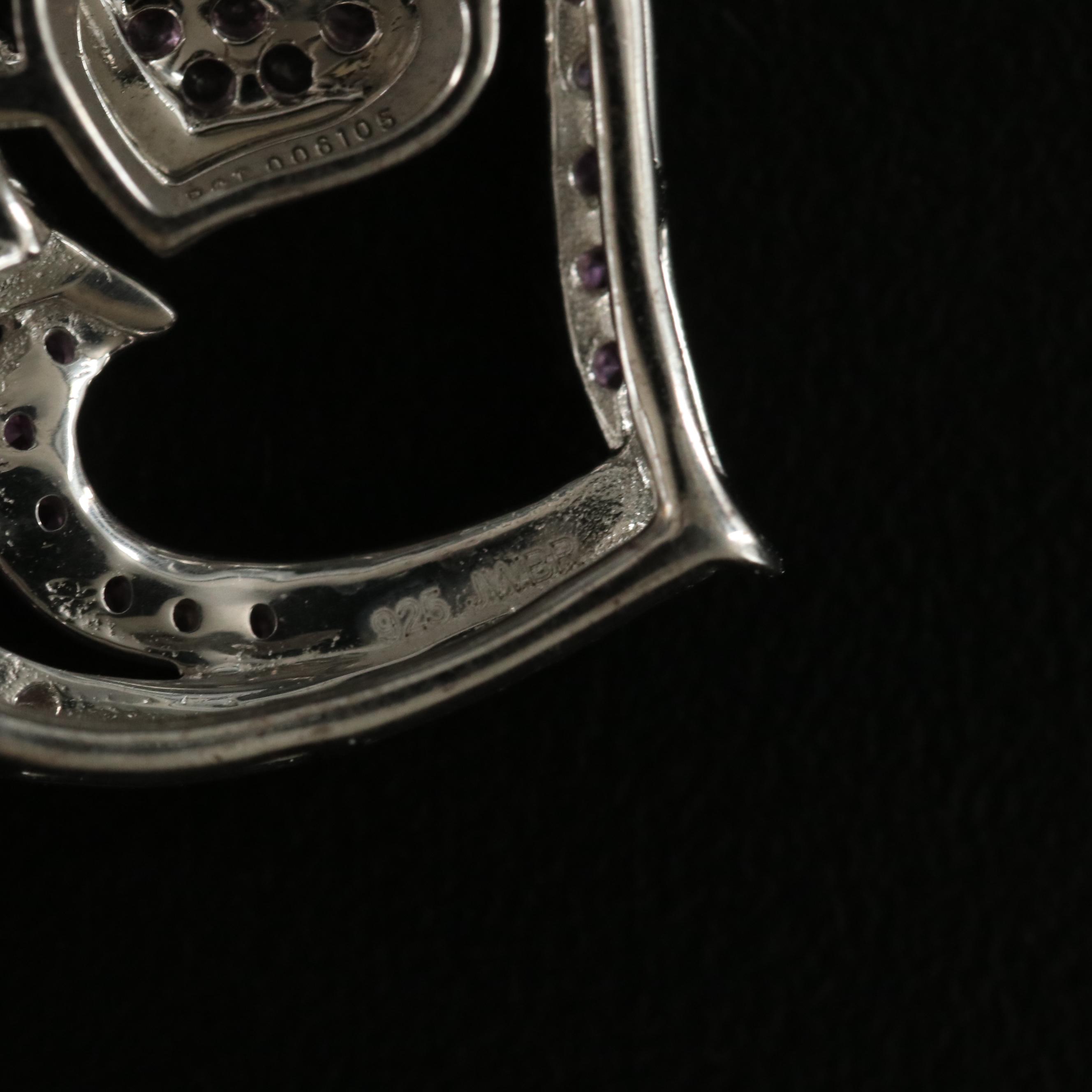 Sterling Sapphire Heart Pendant Necklace