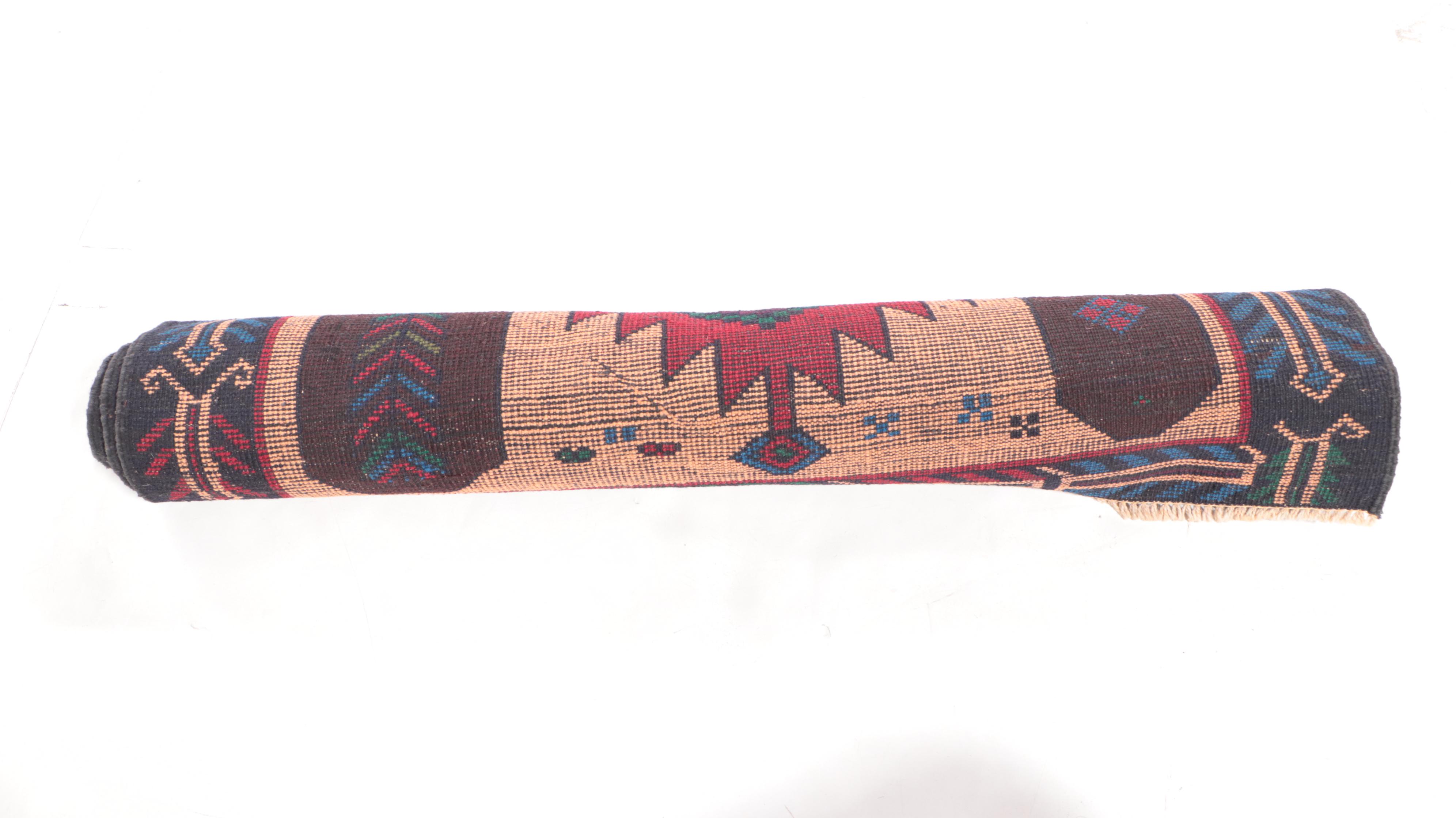 2'10 x 4'3 Hand-Knotted Afghan Pictorial Accent Rug