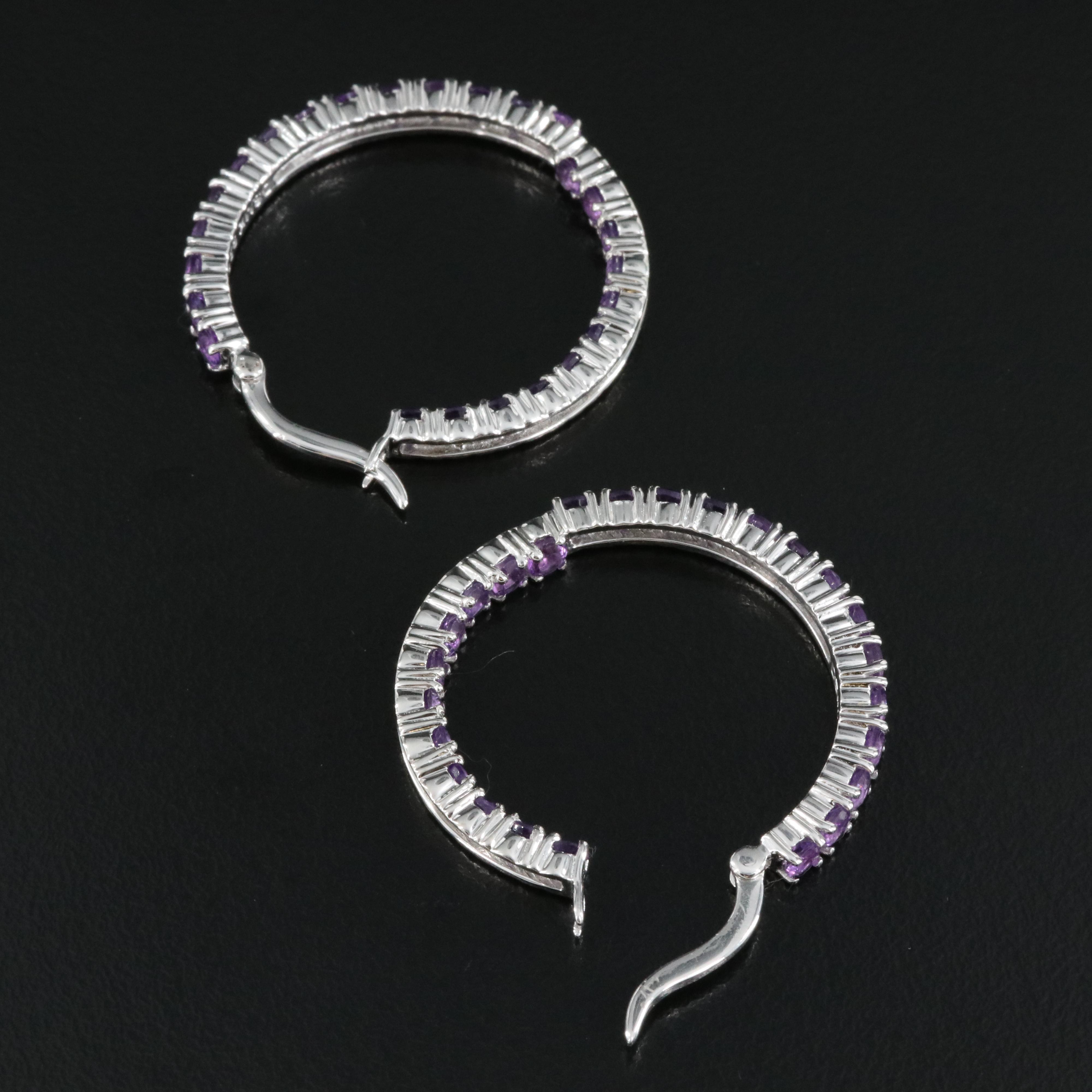 Sterling Amethyst Inside-Out Hoop Earrings