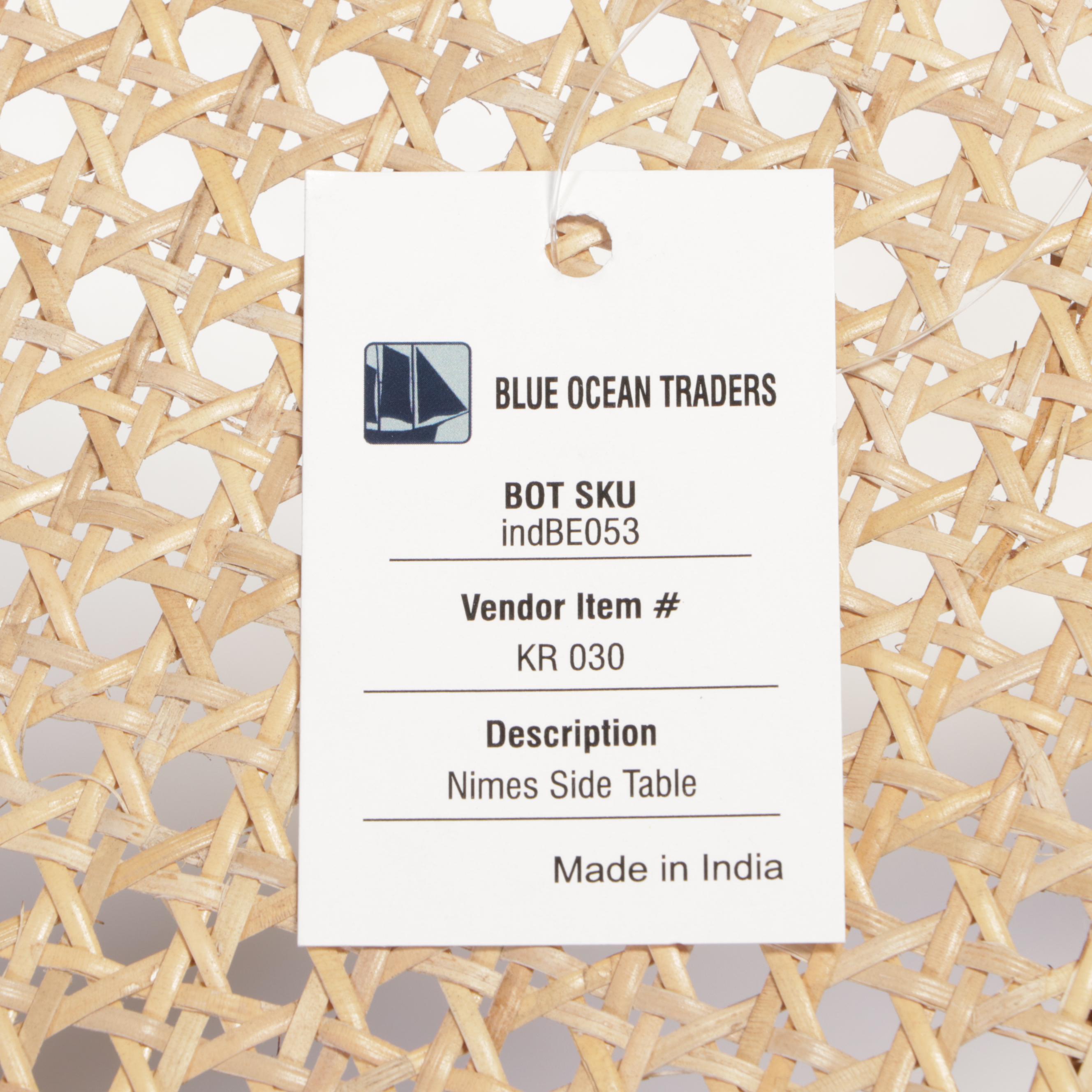 Blue Ocean Traders Nimes Cane and Wood Side Table