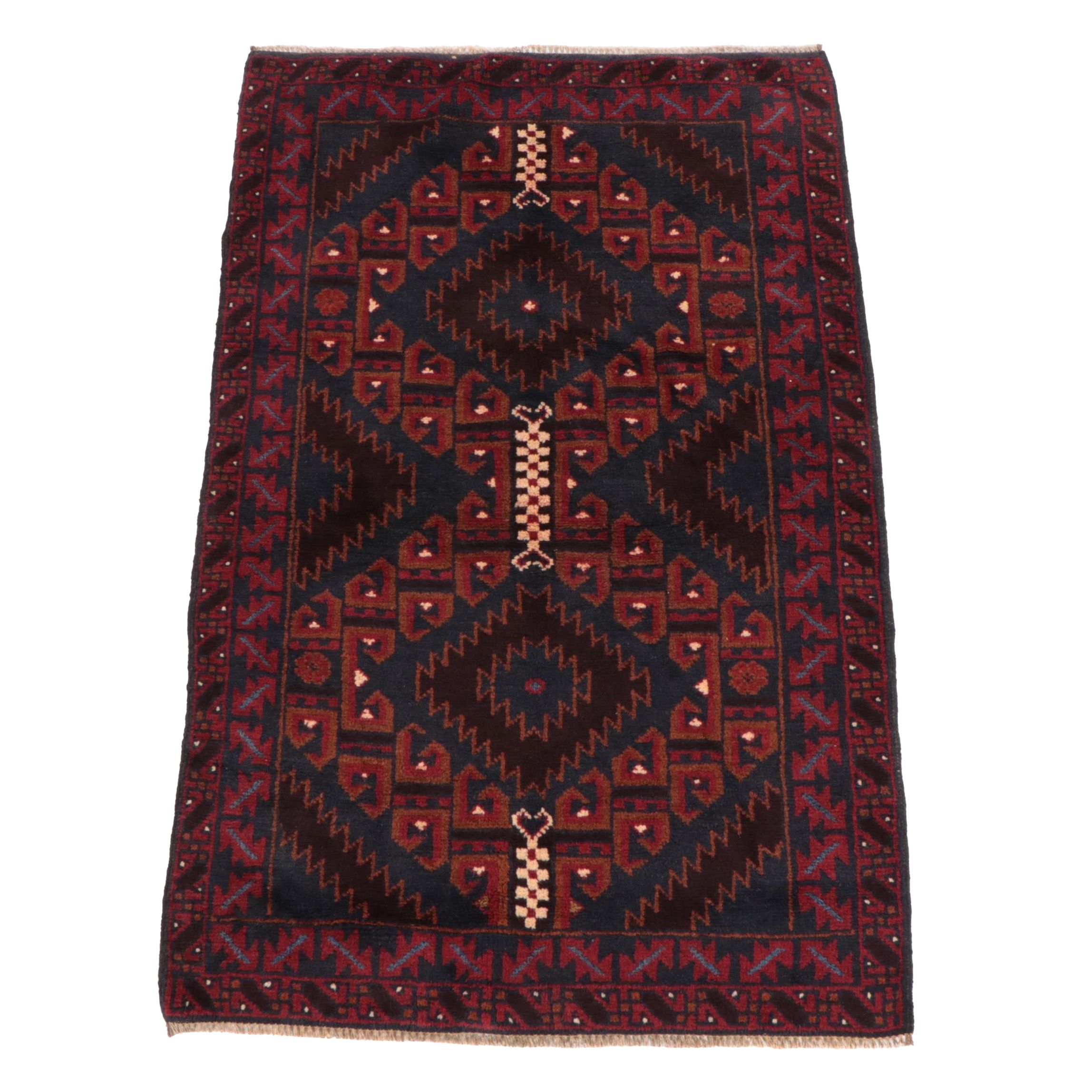 2'9 x 4'5 Hand-Knotted Afghan Baluch Accent Rug
