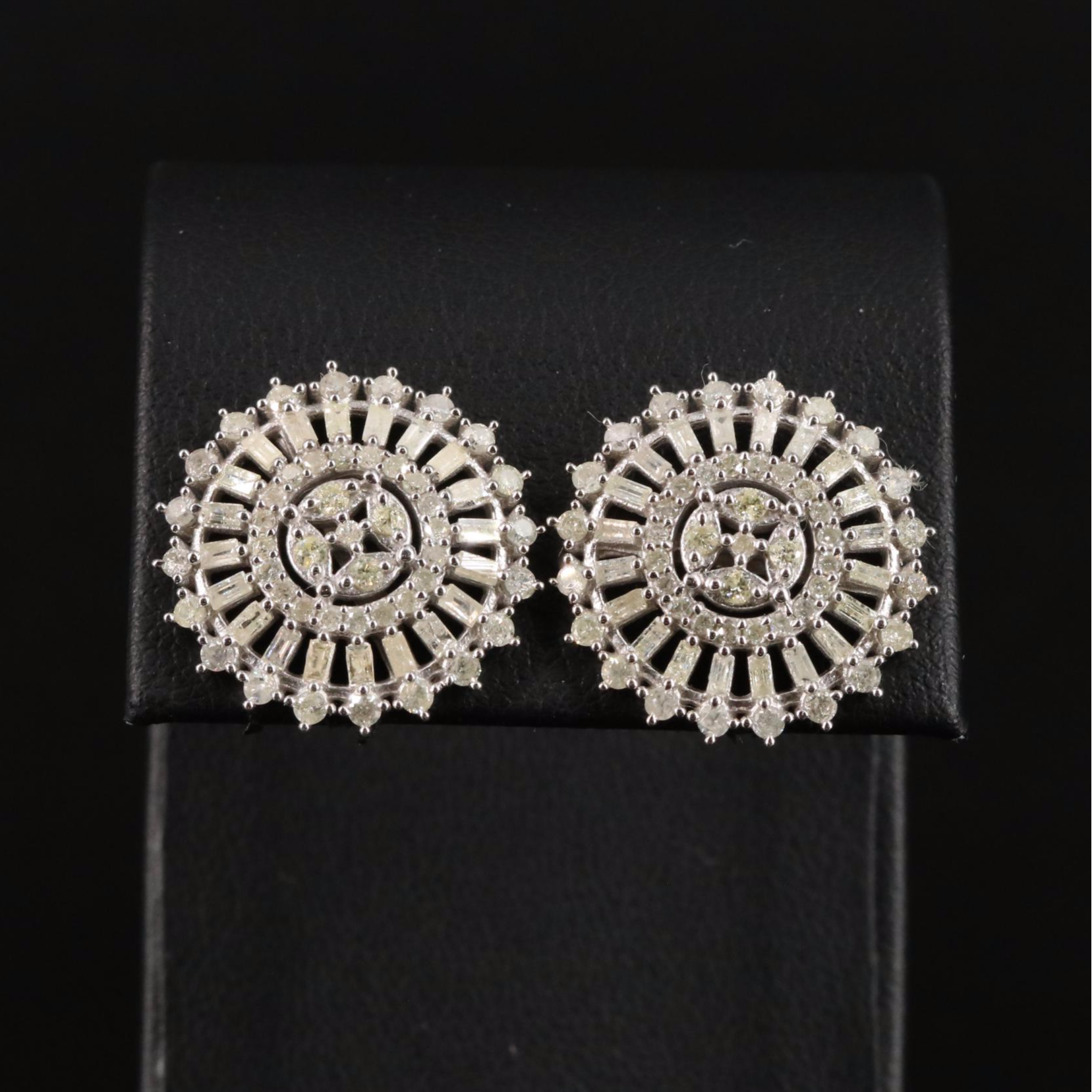 Sterling Diamond Cluster Earrings
