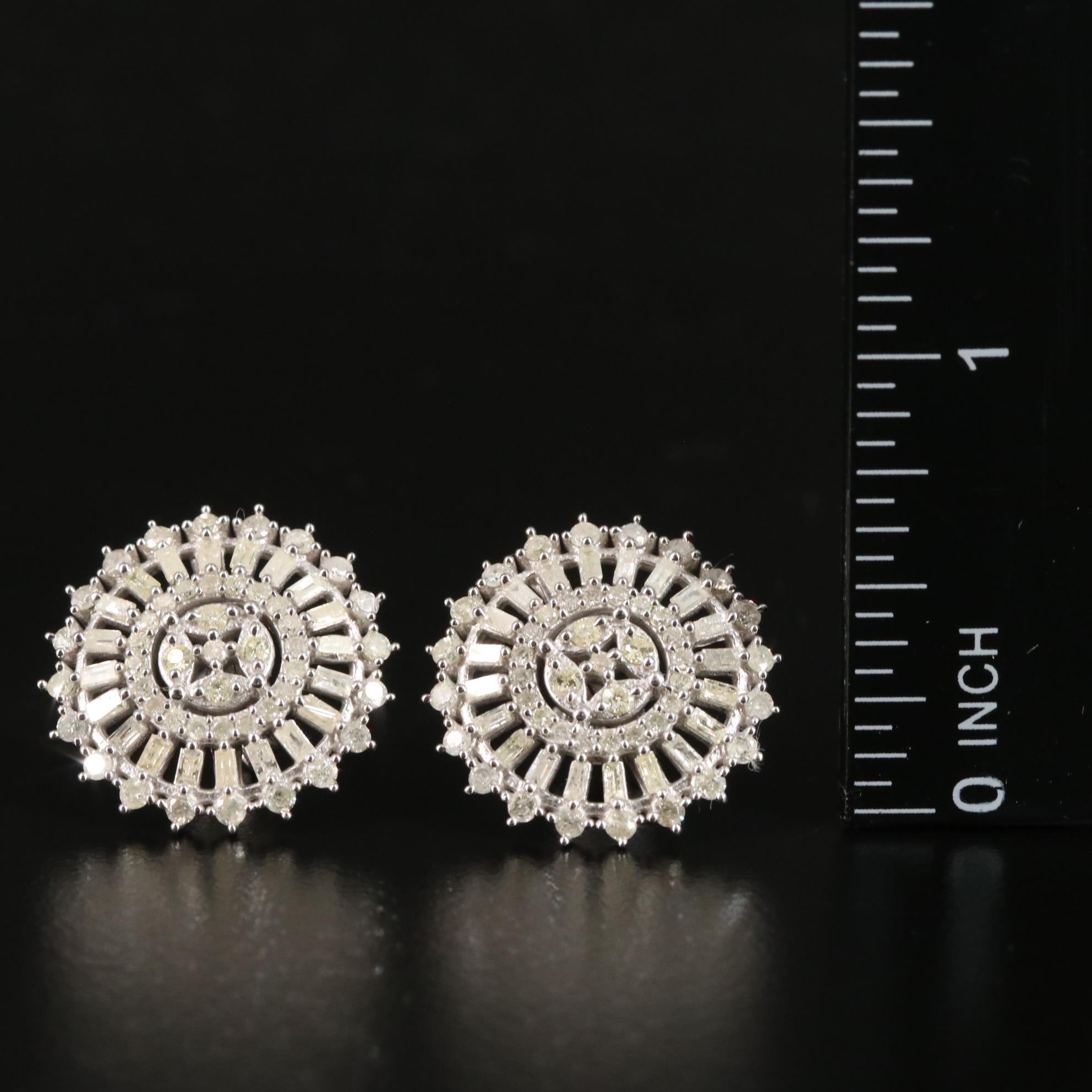 Sterling Diamond Cluster Earrings