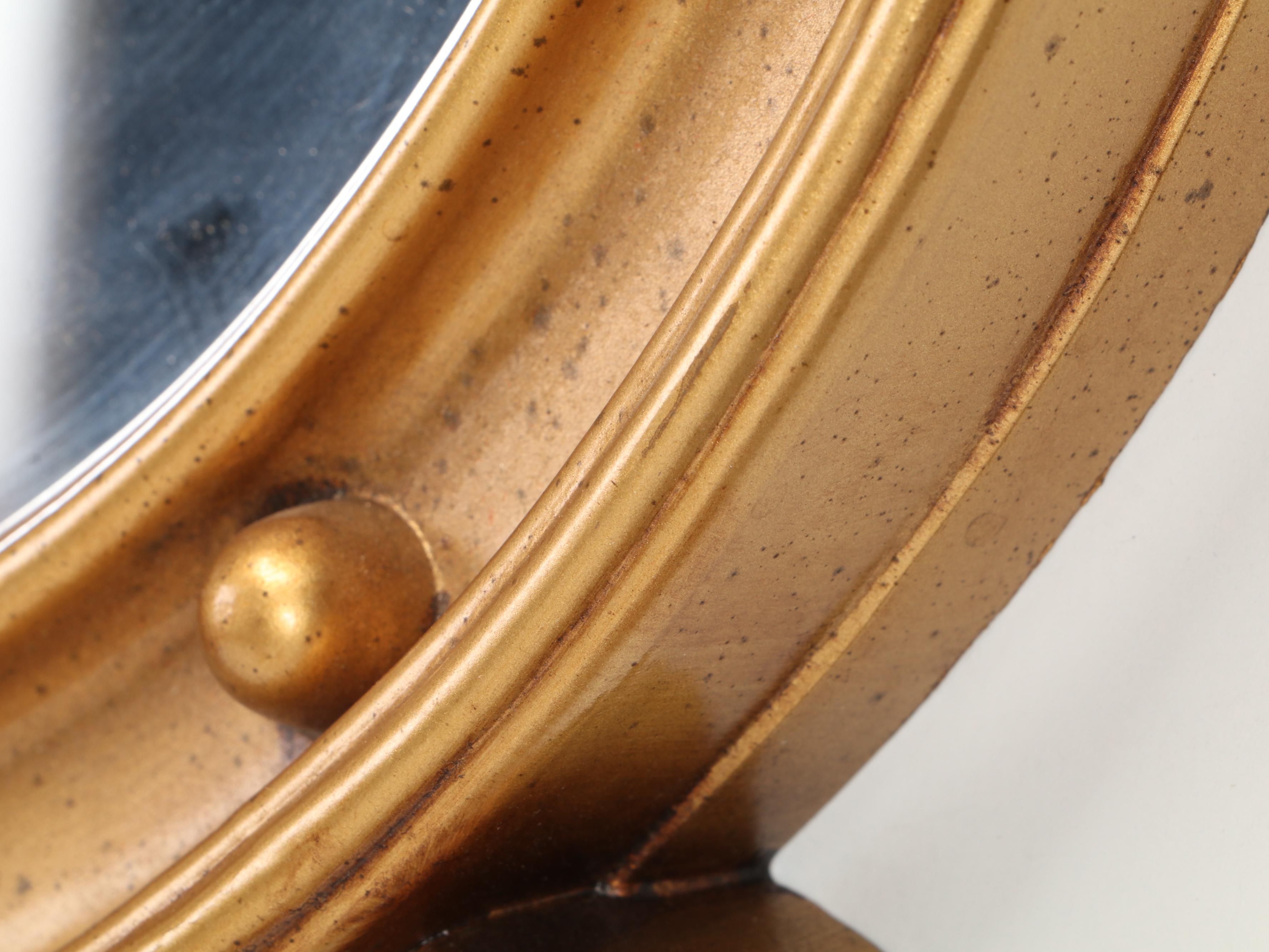 Gilt Finish Federal Eagle Round Mirror With Pair of Federal Eagle Table Lamps