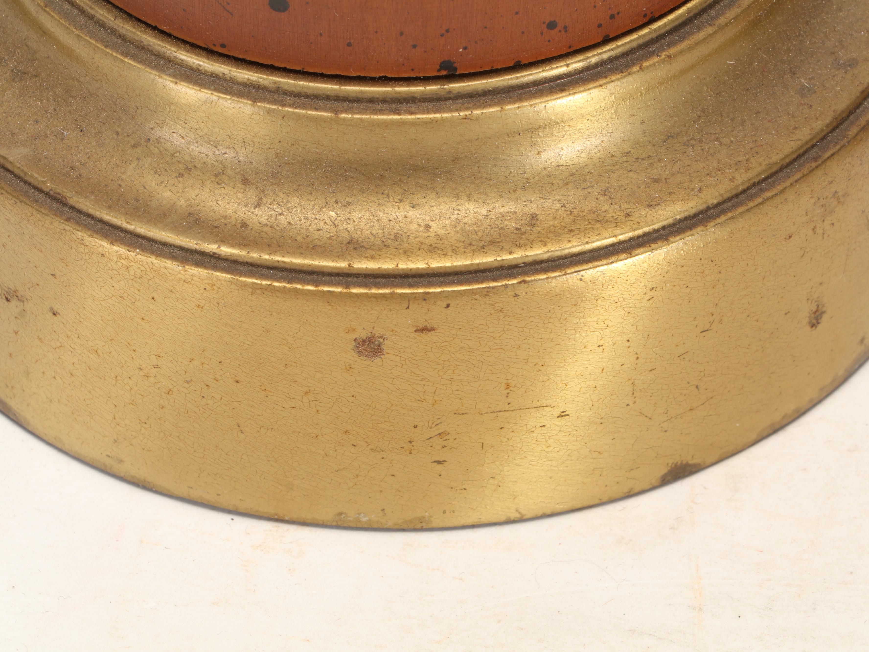 Gilt Finish Federal Eagle Round Mirror With Pair of Federal Eagle Table Lamps