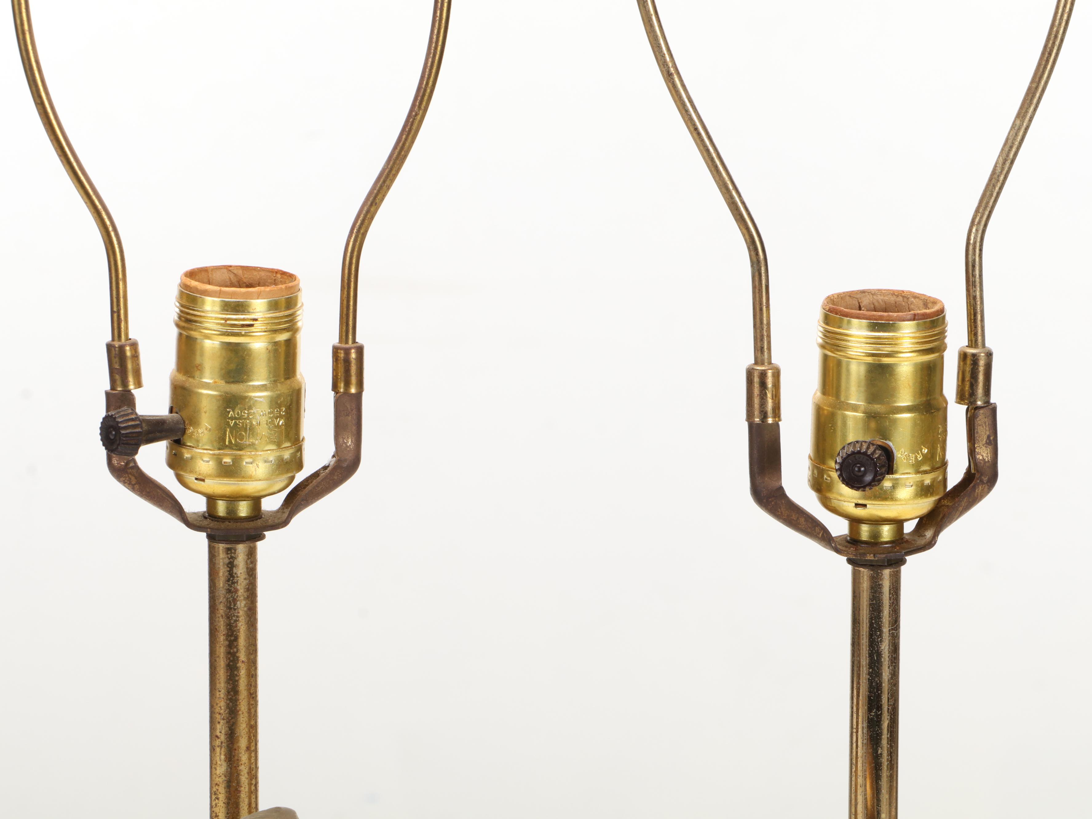 Gilt Finish Federal Eagle Round Mirror With Pair of Federal Eagle Table Lamps