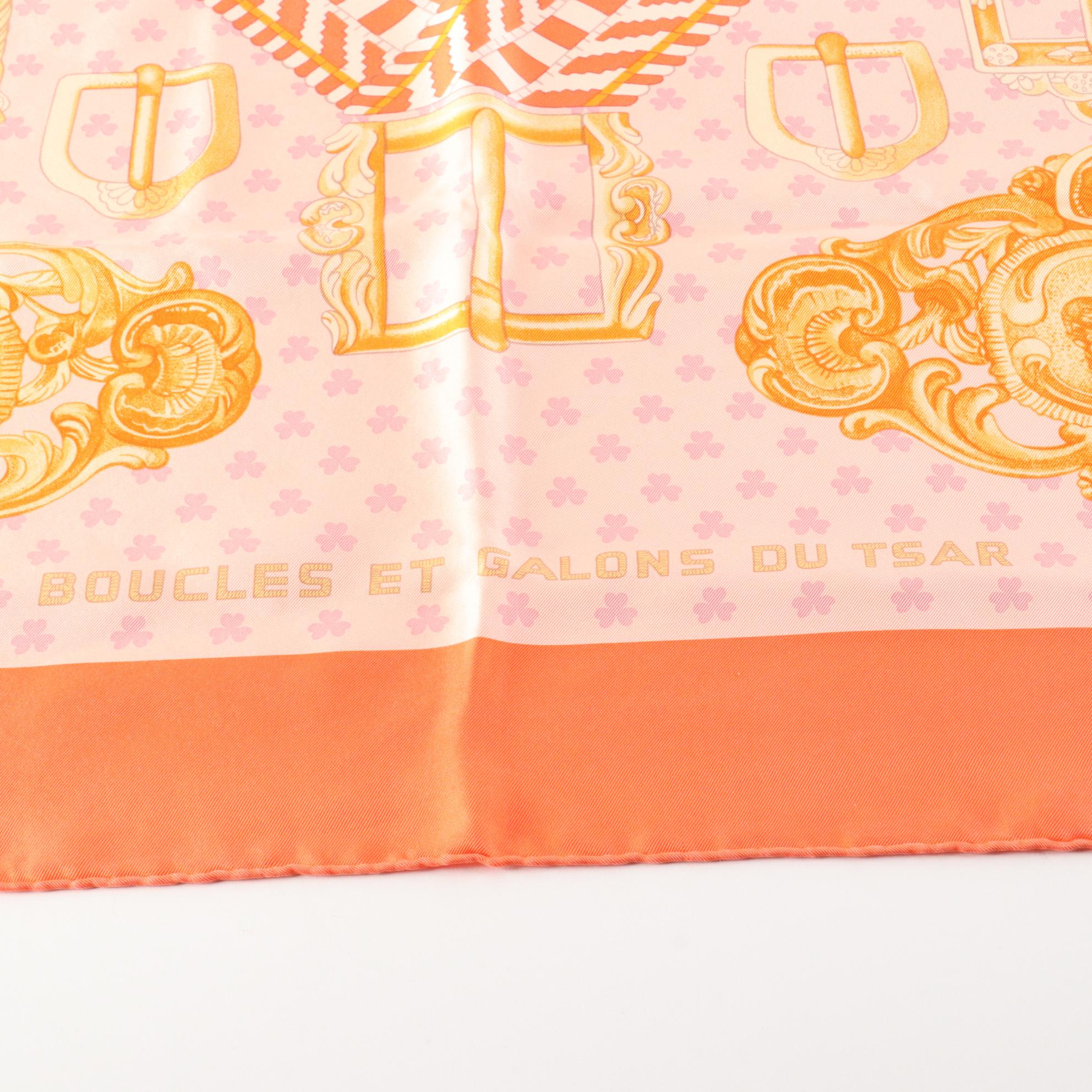 Hermès "Boucles et Galons du Tsar" Wash Scarf 90 in Silk Twill