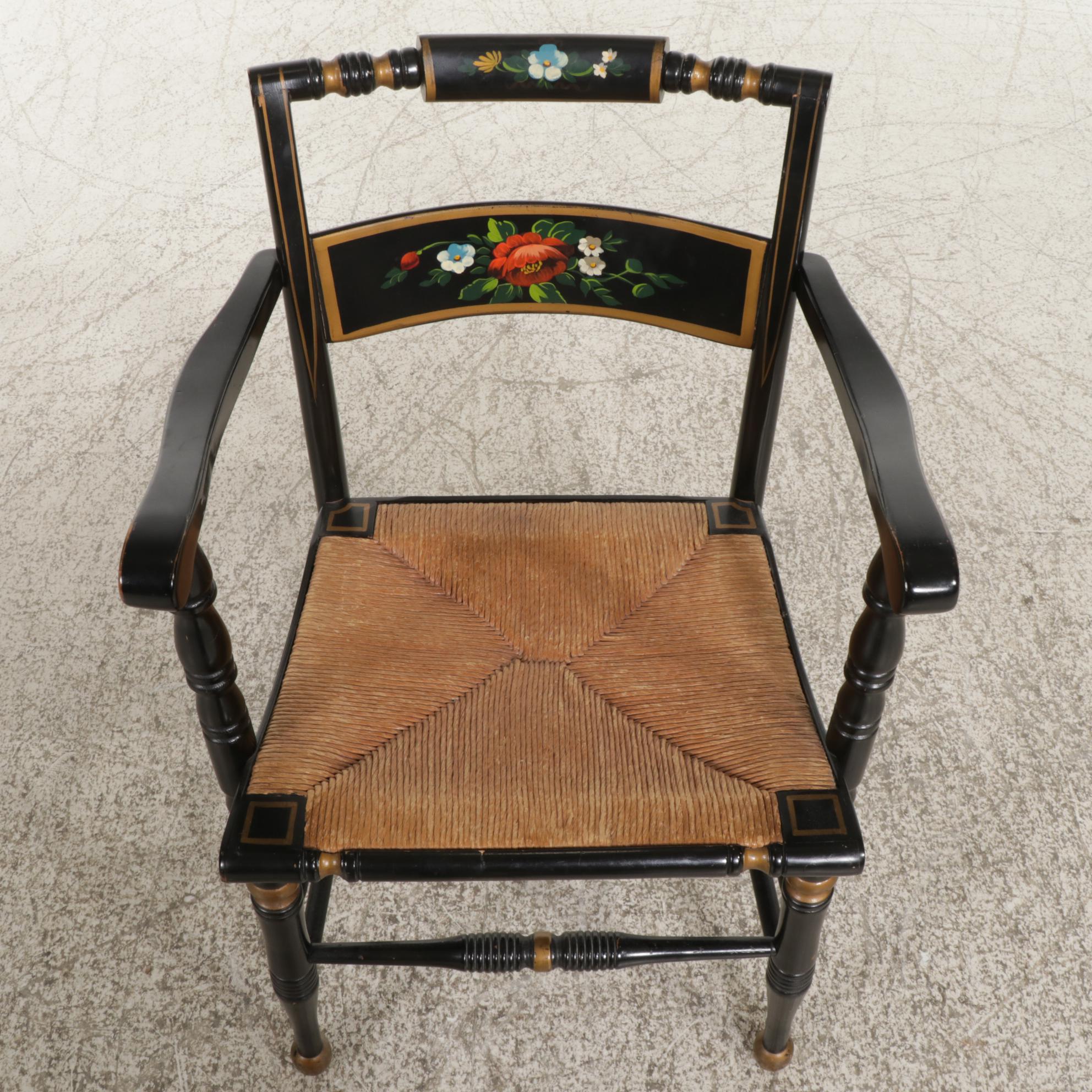 Late Federal Style Ebonized, Gilt and Stenciled "Fancy" Chair