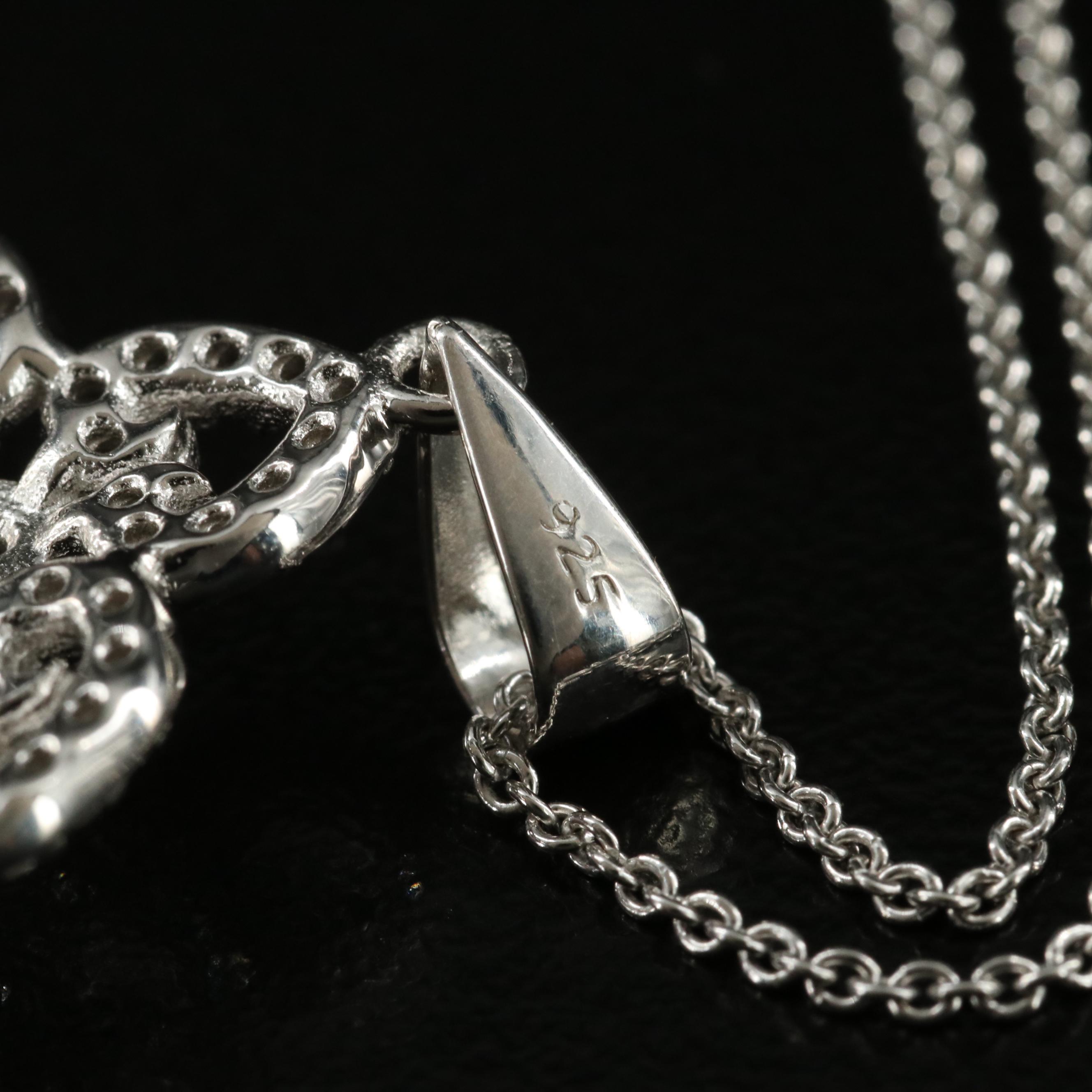 Sterling Opal and White Sapphire Pendant Necklace