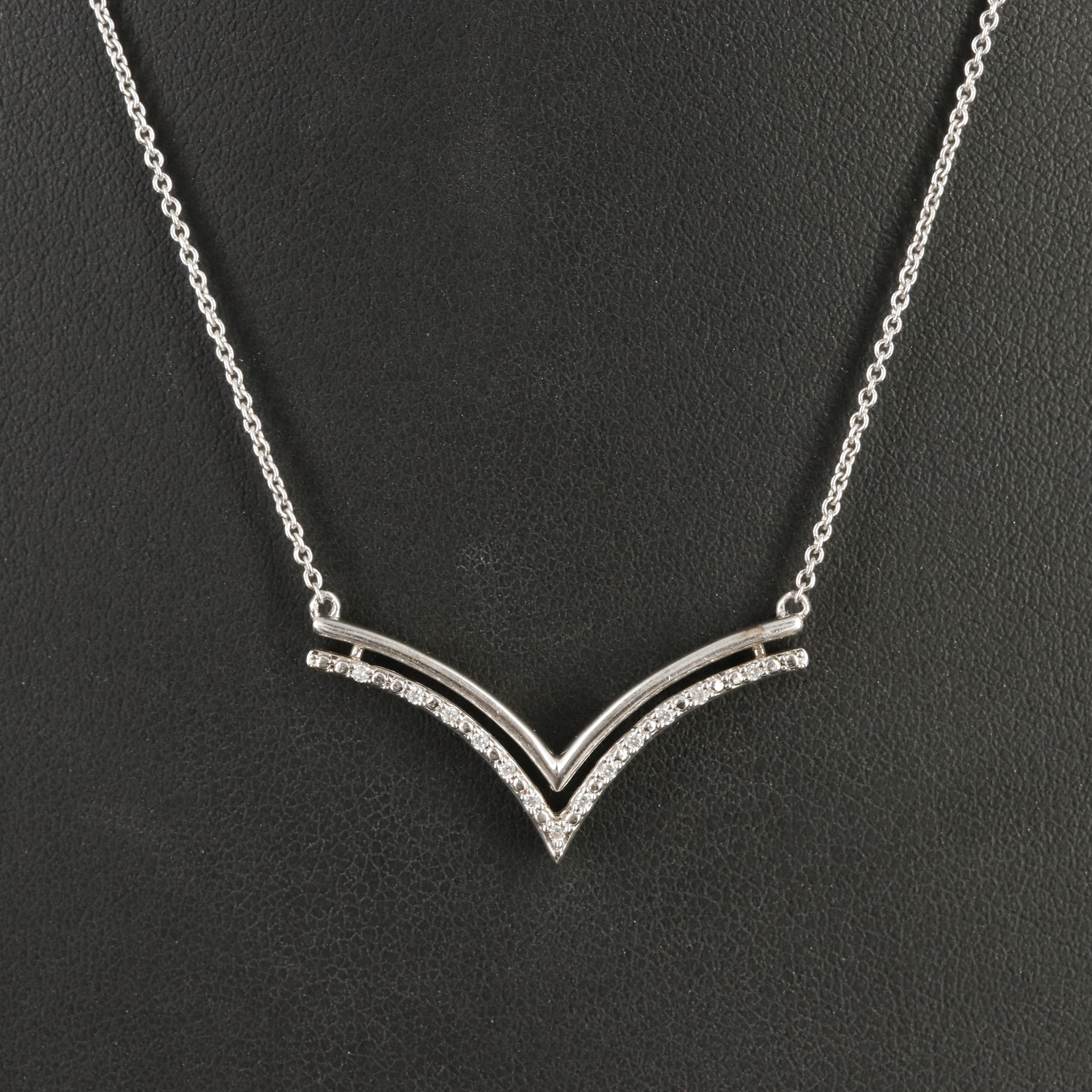 Sterling Cubic Zirconia Chevron Necklace