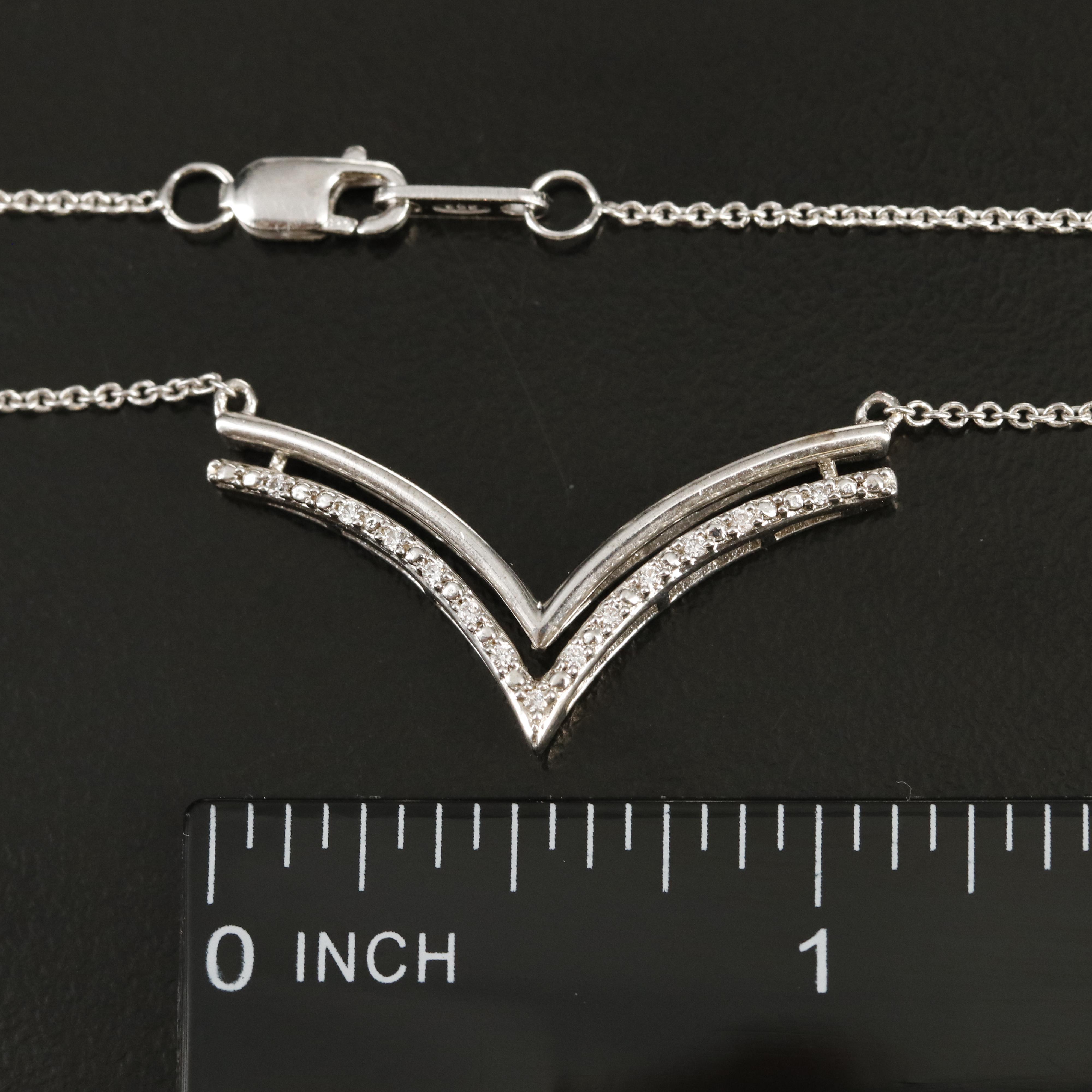 Sterling Cubic Zirconia Chevron Necklace