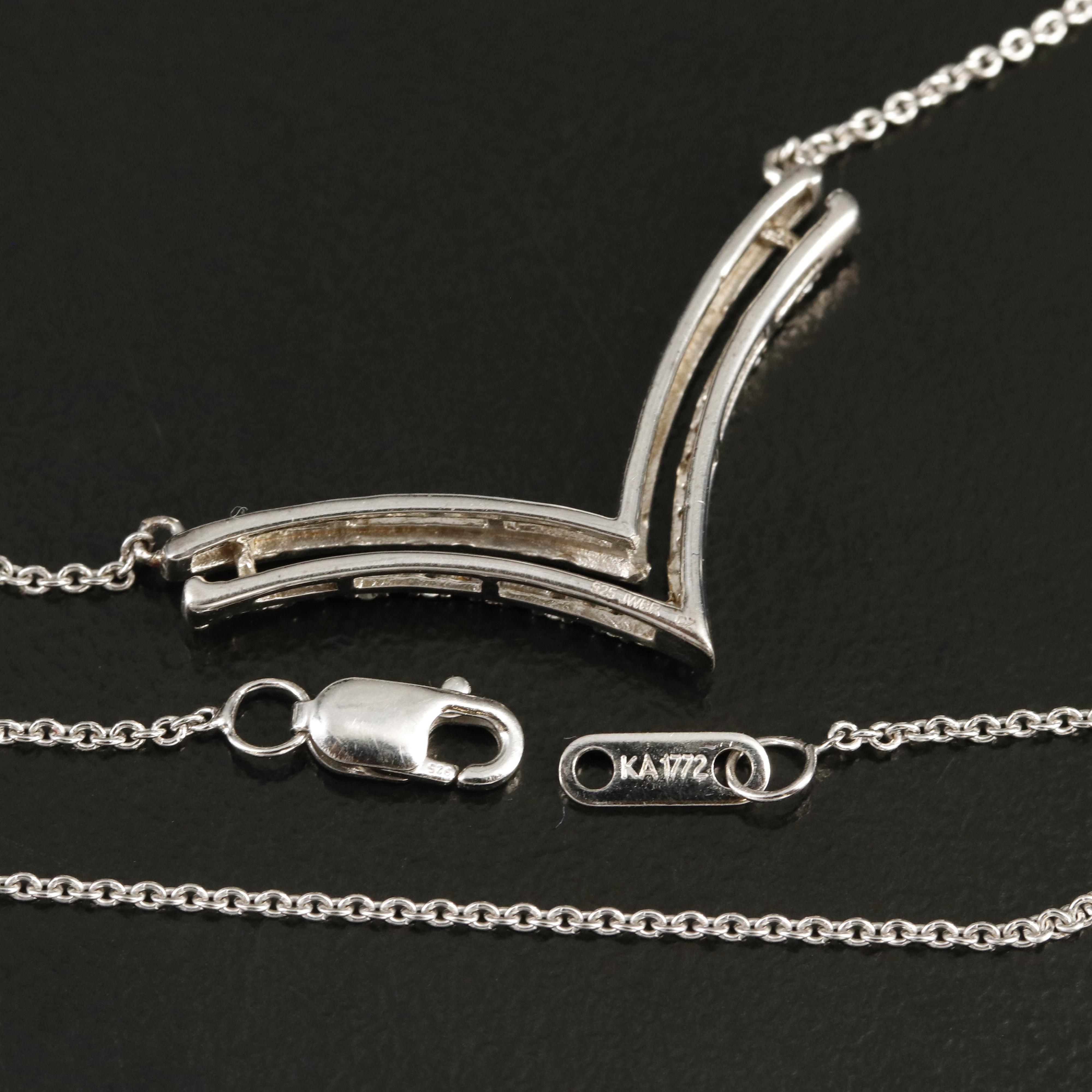 Sterling Cubic Zirconia Chevron Necklace