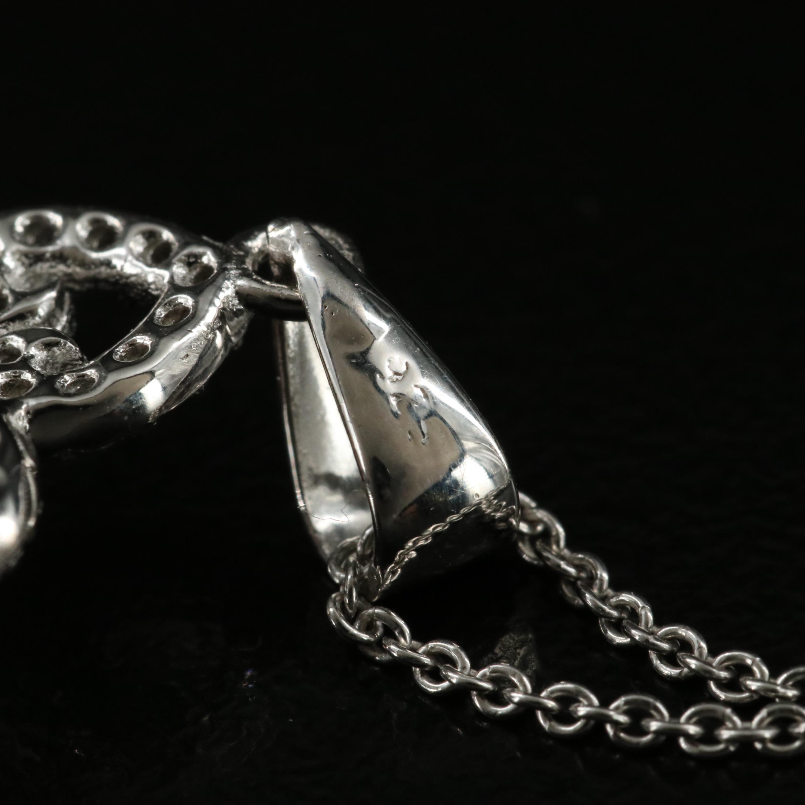 Sterling Opal and White Sapphire Pendant Necklace