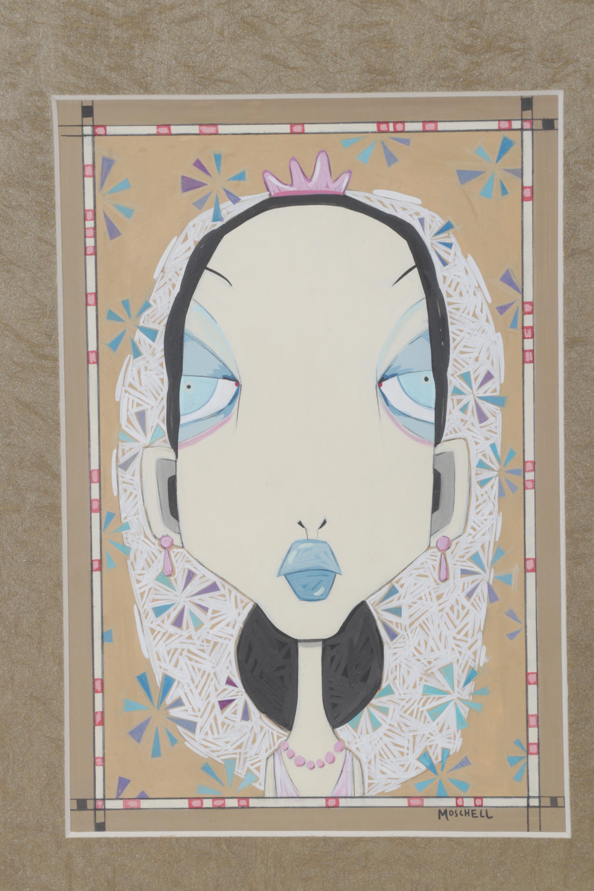 Paul Moschell Gouache Painting "The Bride," 21st Century