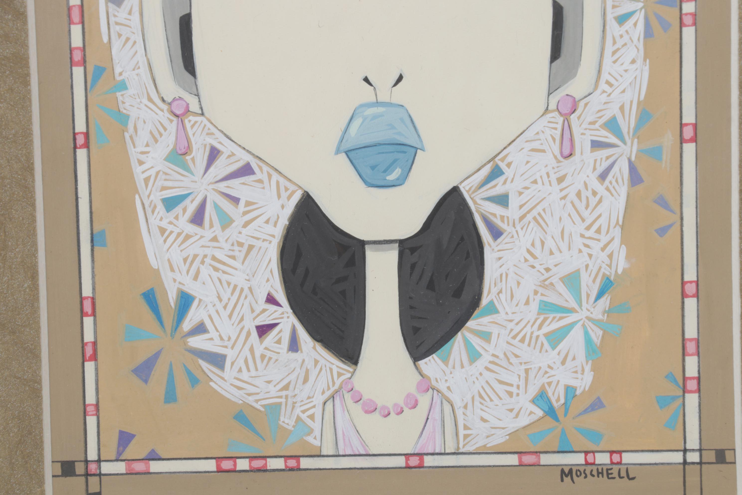 Paul Moschell Gouache Painting "The Bride," 21st Century