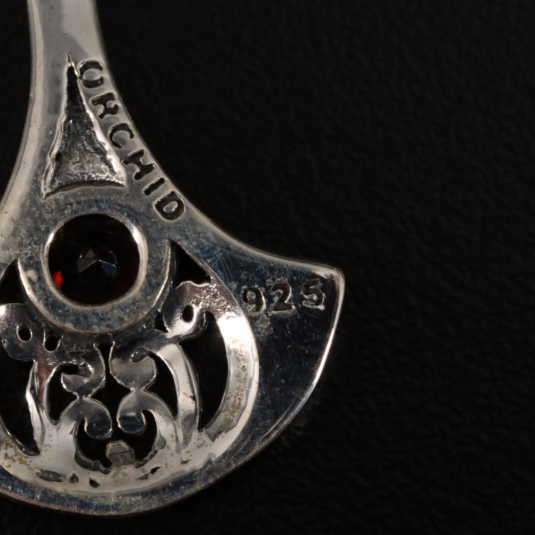 Sterling Garnet Dangle Earrings