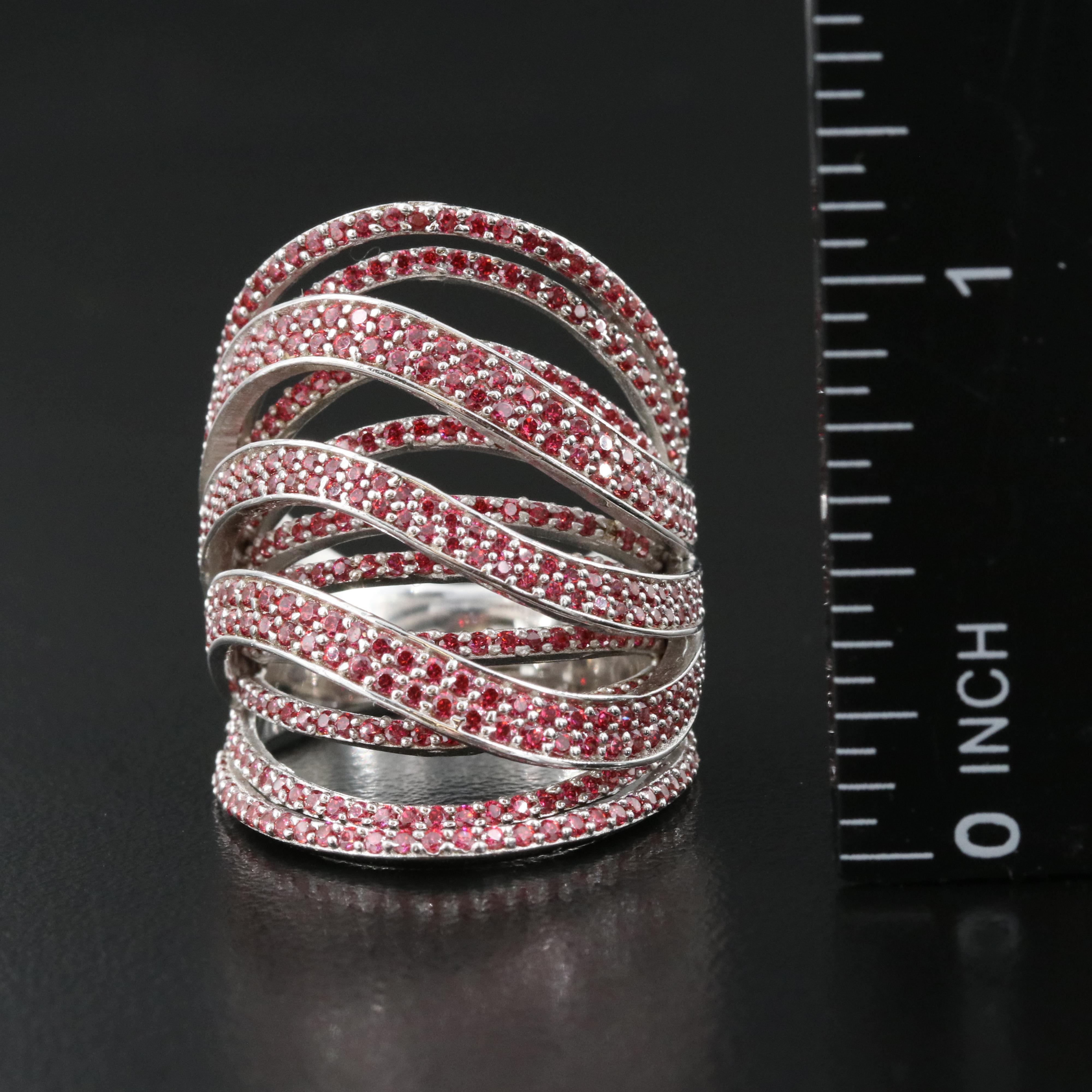 Sterling Cubic Zirconia Ribbon Crossover Ring