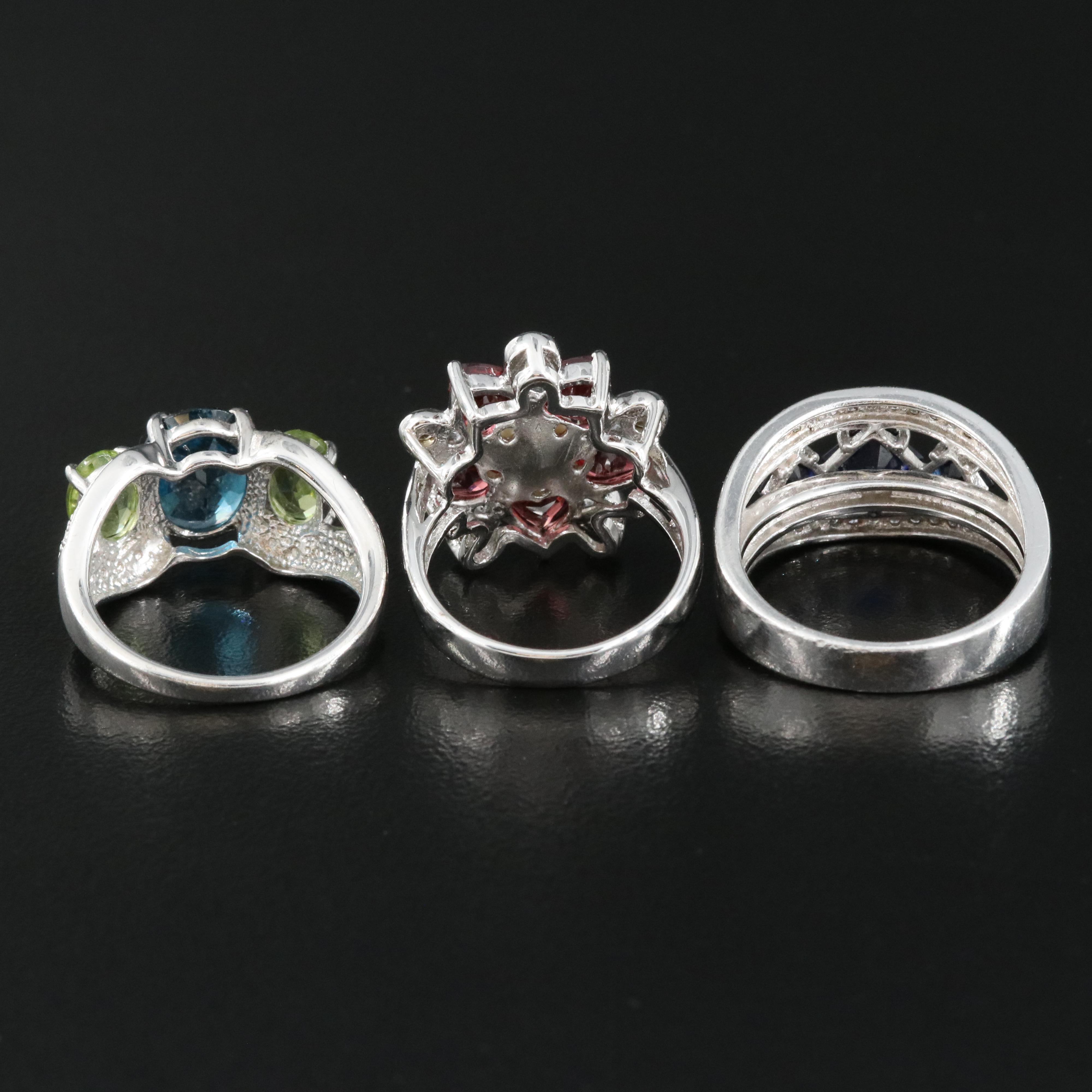 Sterling Rings Including Sapphire and Cubic Zirconia