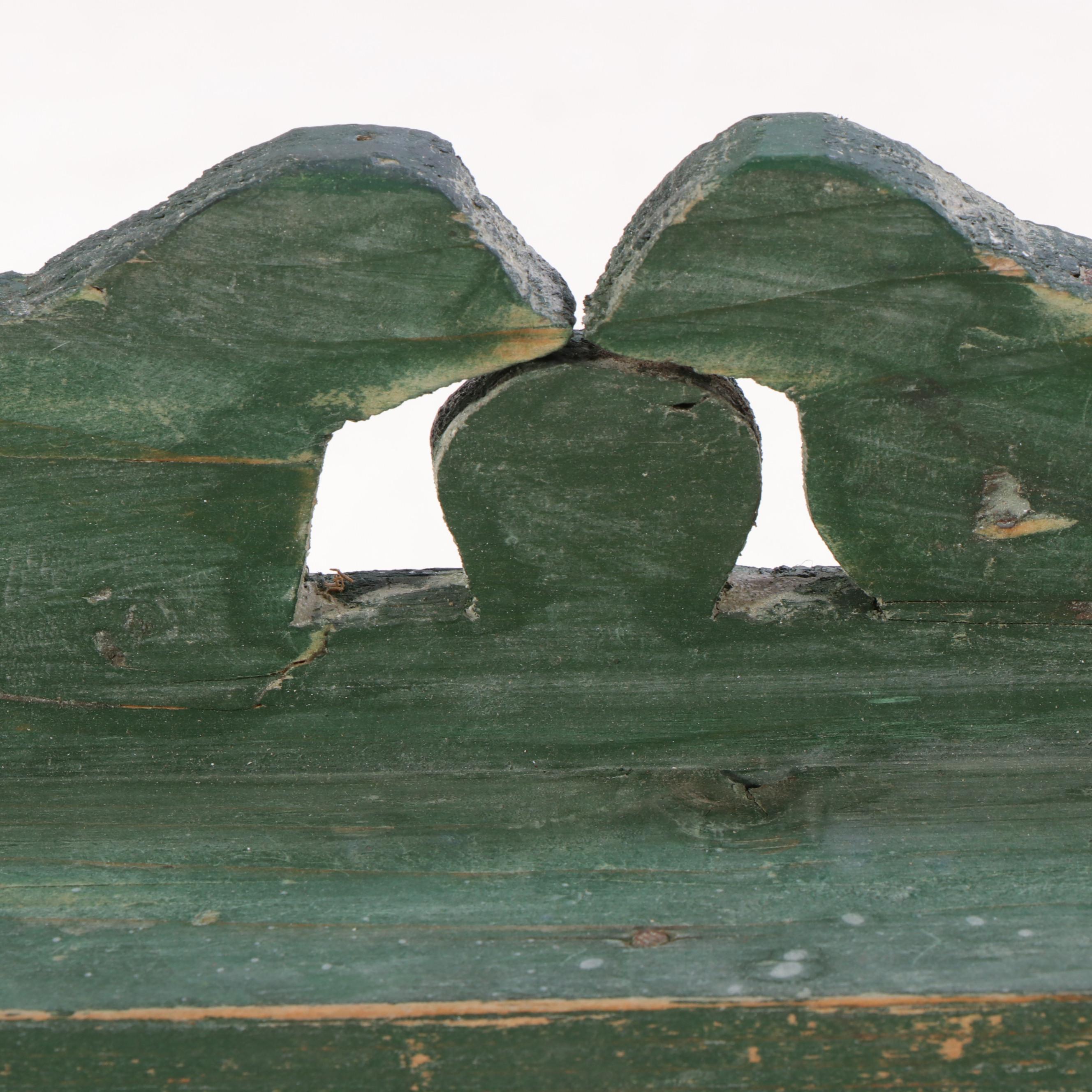 Primitive Folk Art Green-Painted Wooden Basin Stand