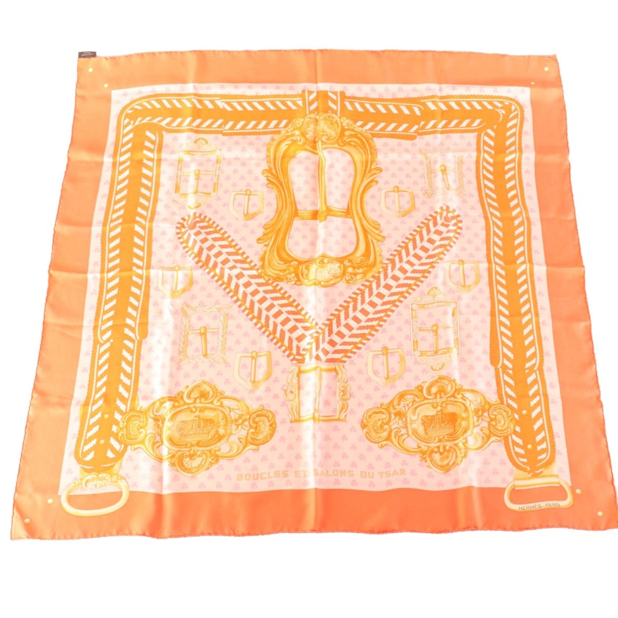 Hermès "Boucles et Galons du Tsar" Wash Scarf 90 in Silk Twill