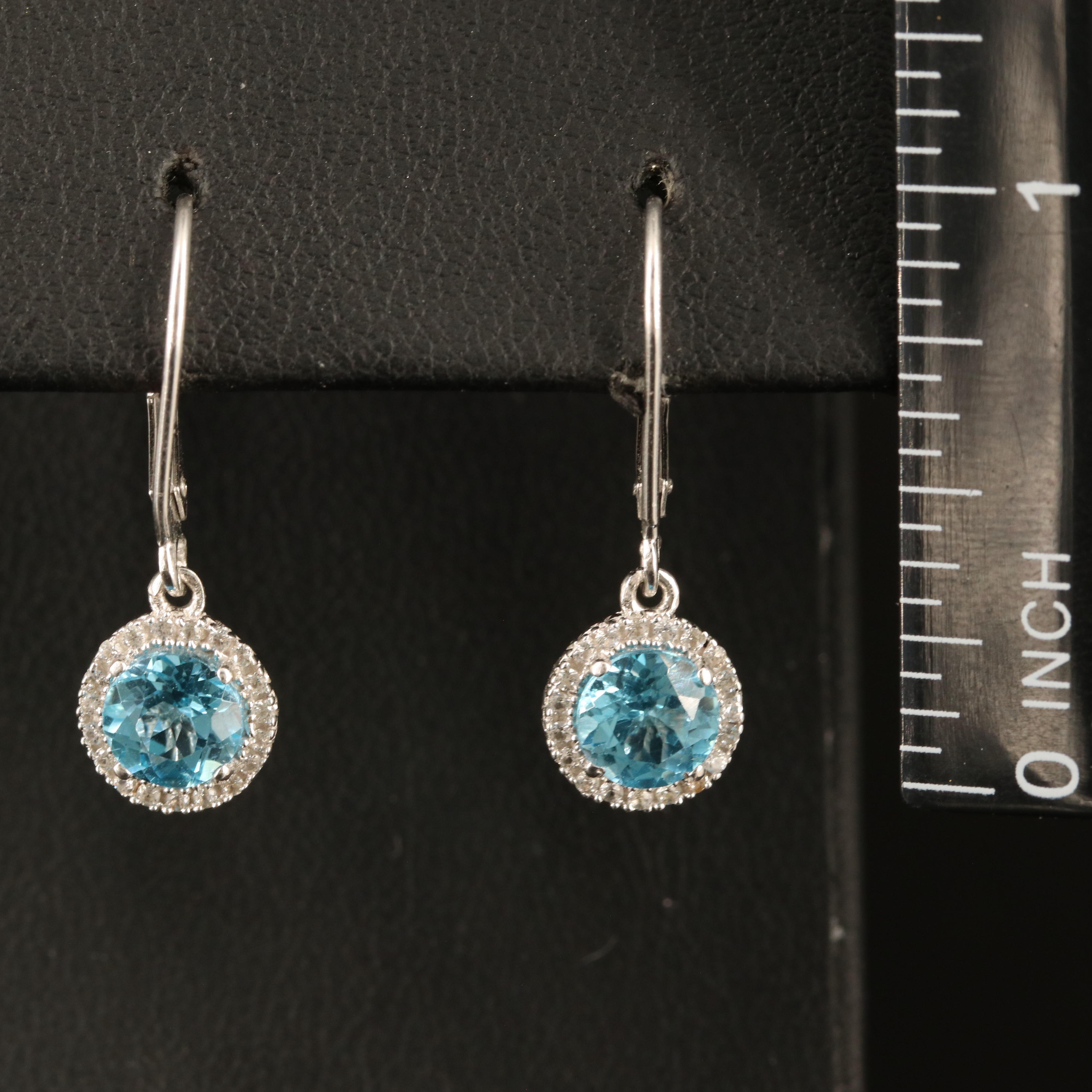 Sterling Swiss Blue Topaz and White Sapphire Earrings