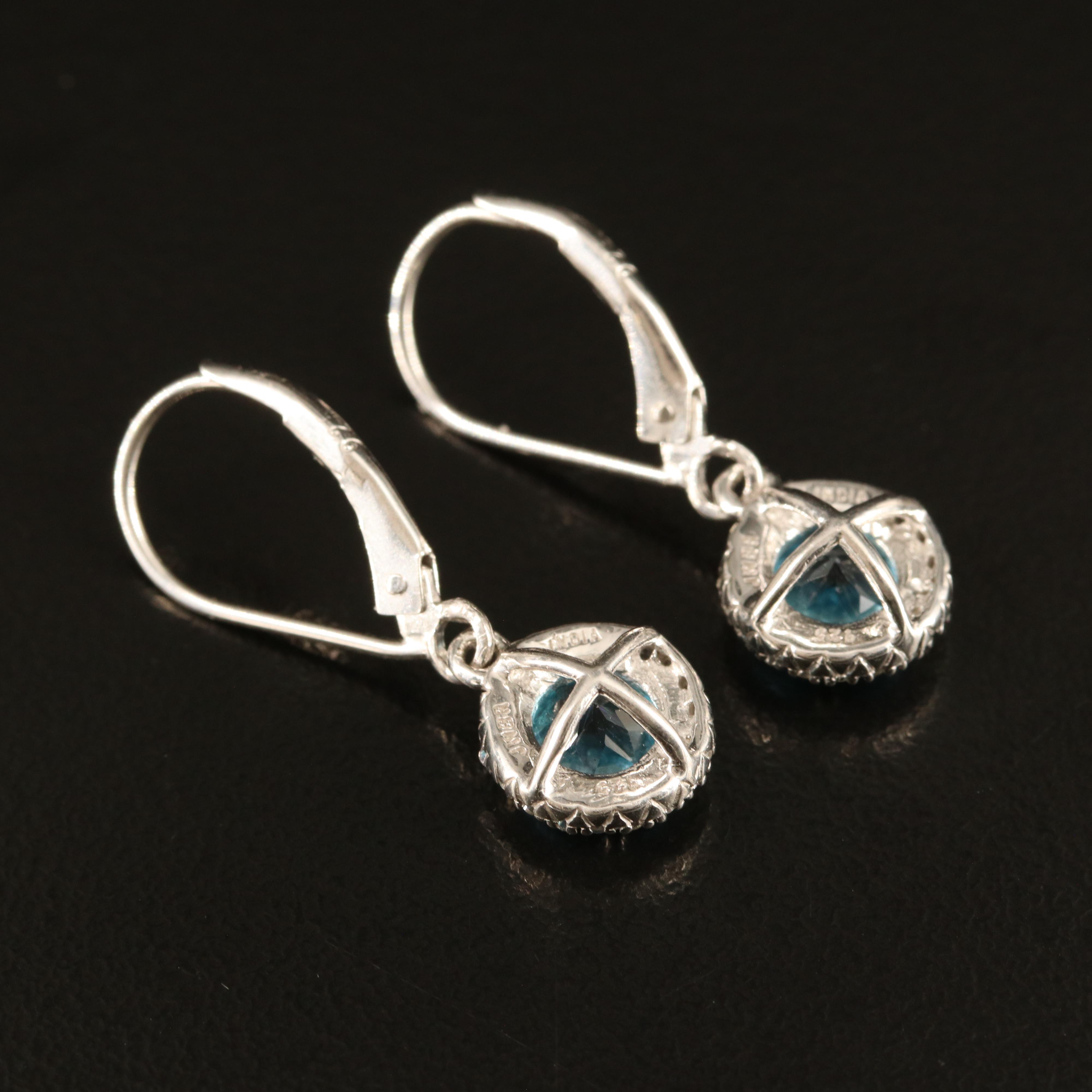 Sterling Swiss Blue Topaz and White Sapphire Earrings