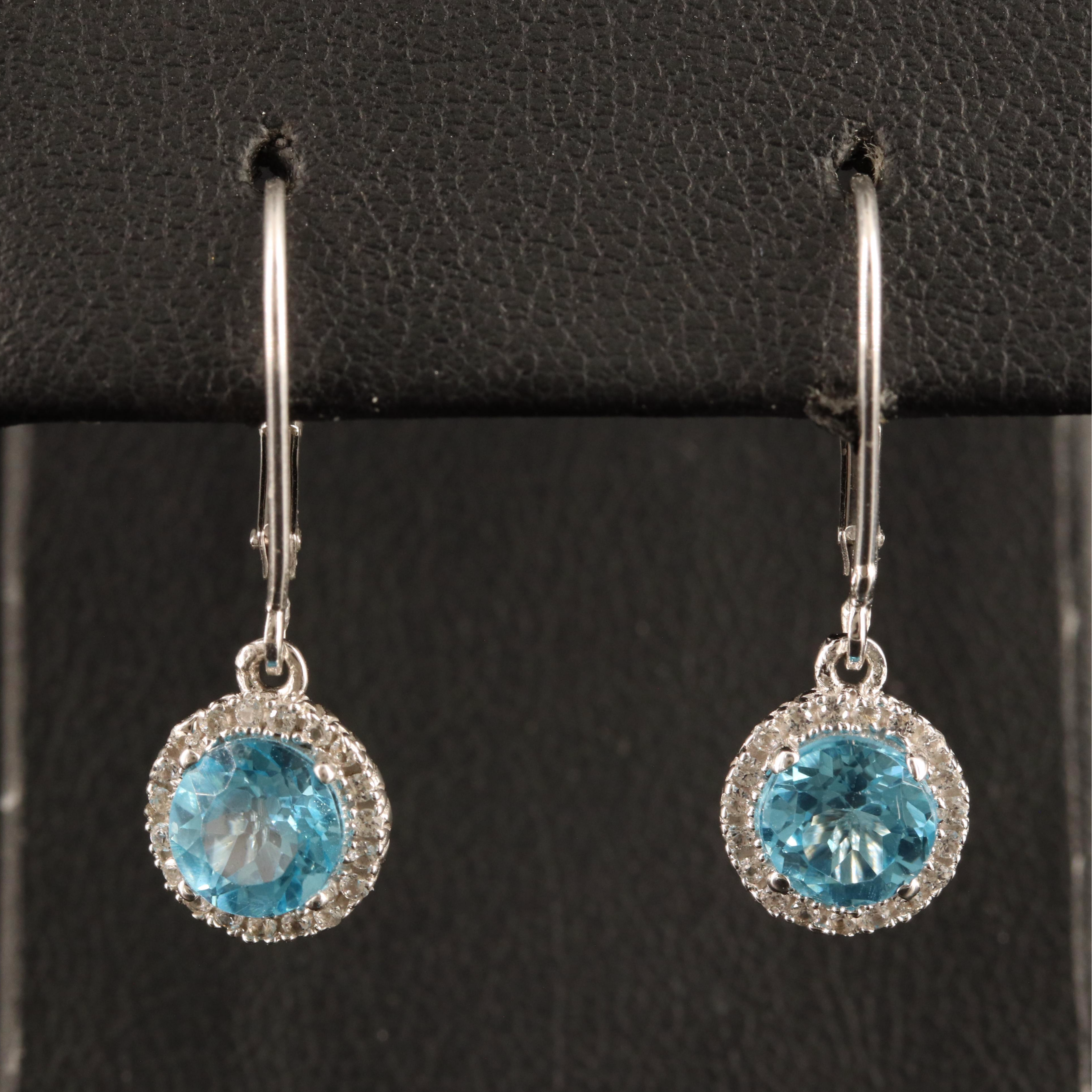 Sterling Swiss Blue Topaz and White Sapphire Earrings