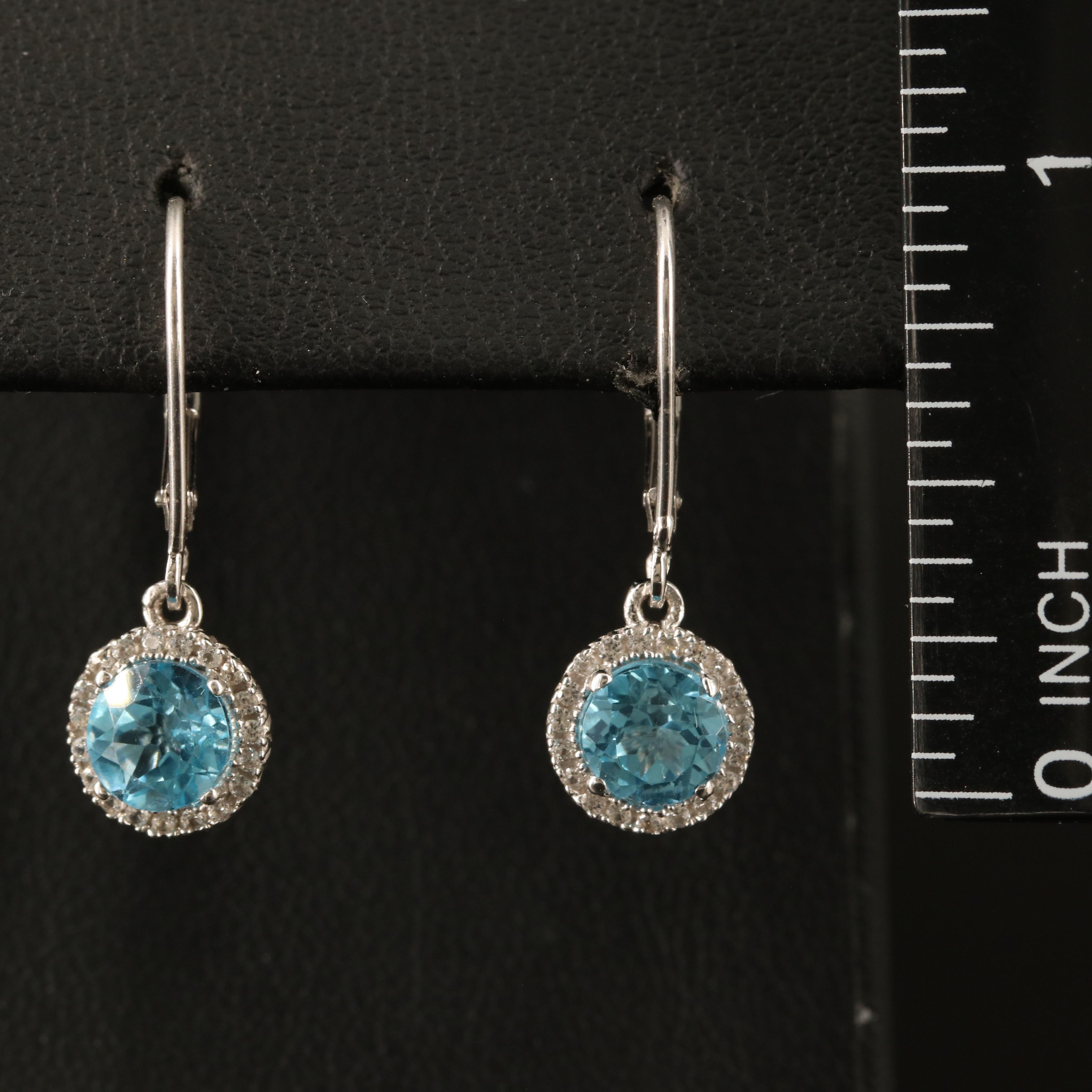 Sterling Swiss Blue Topaz and White Sapphire Earrings