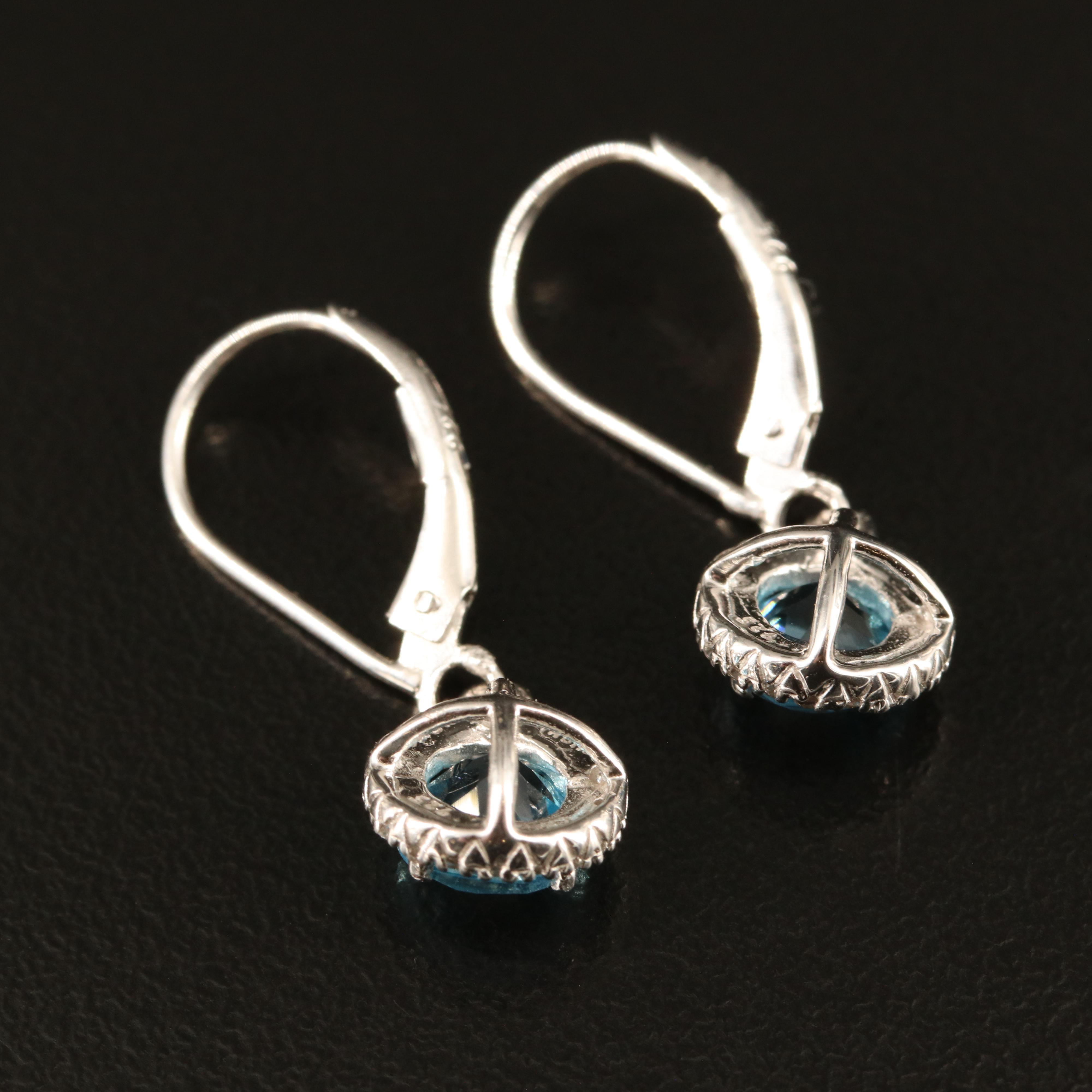 Sterling Swiss Blue Topaz and White Sapphire Earrings