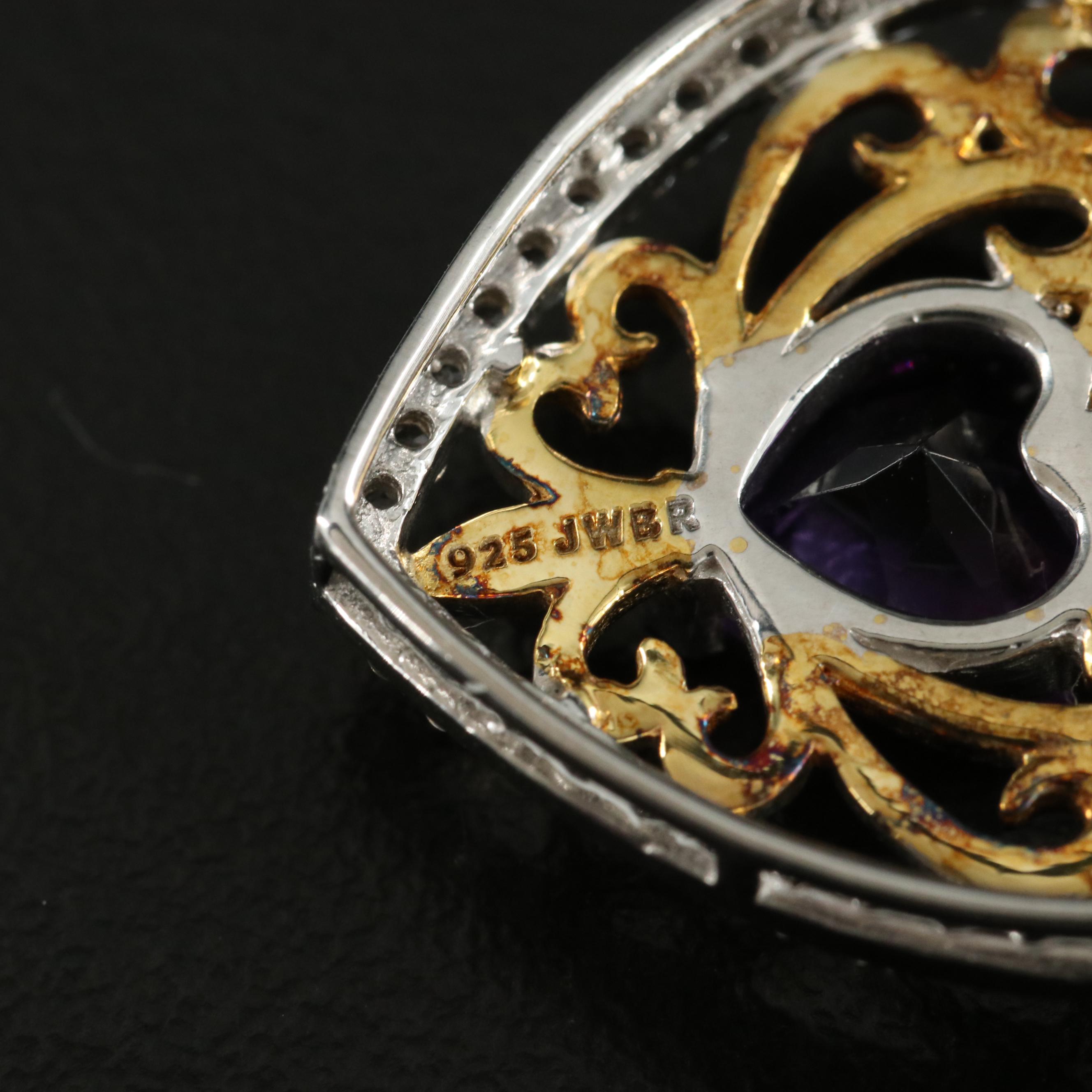 Sterling Amethyst and White Sapphire Heart Necklace