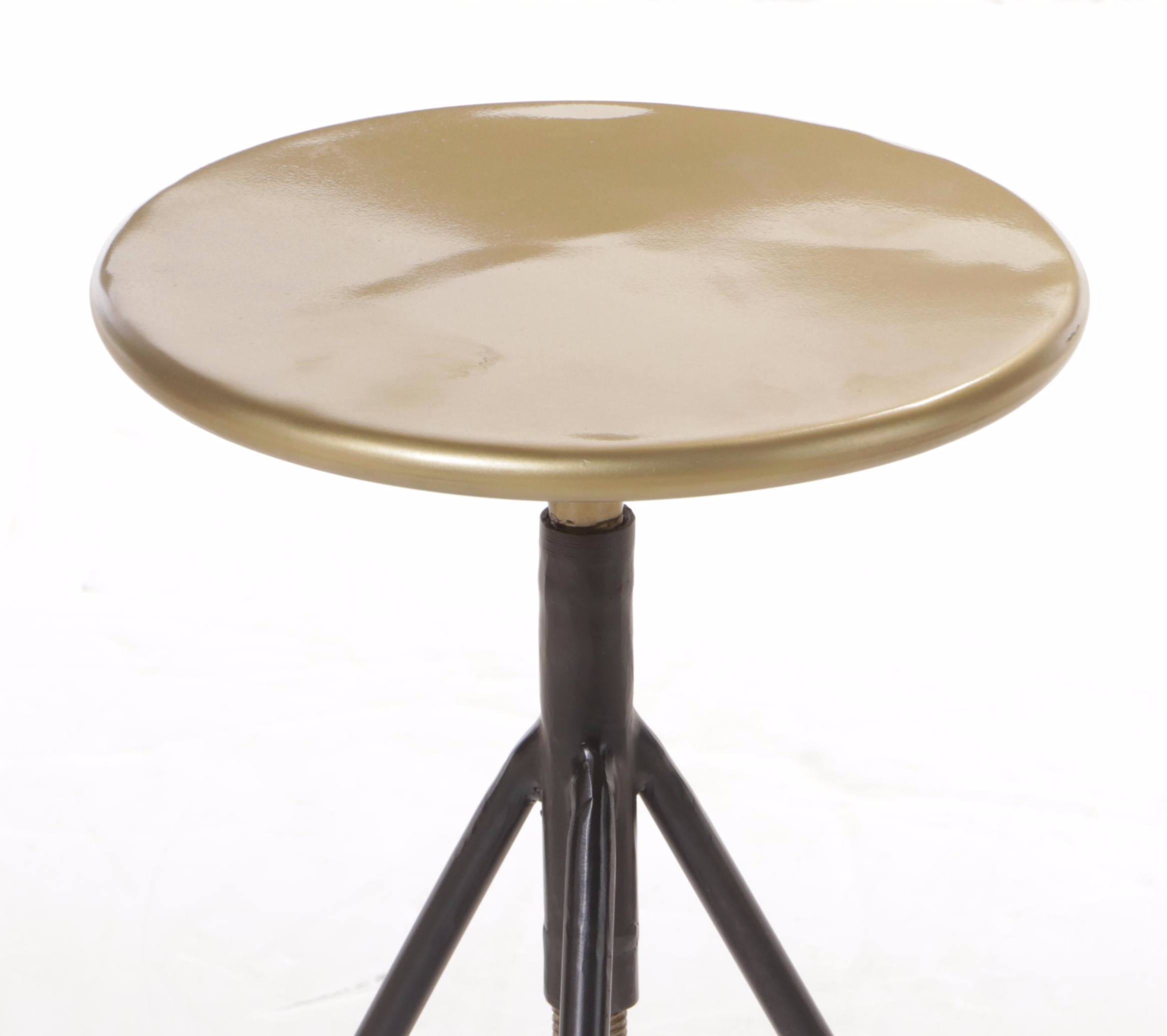 Modernist Black And Gold Tone Metal Adjustable Stool