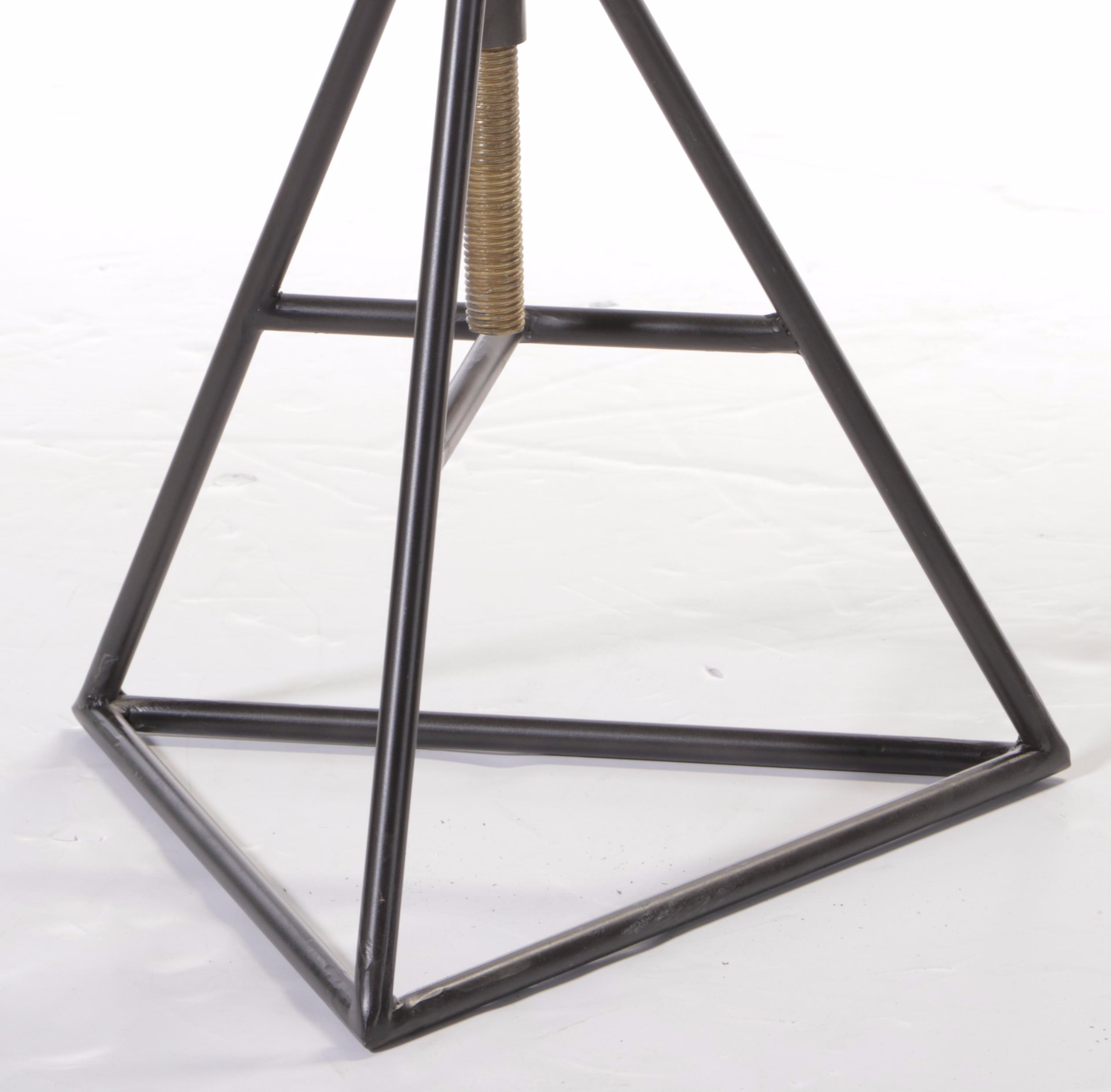 Modernist Black And Gold Tone Metal Adjustable Stool