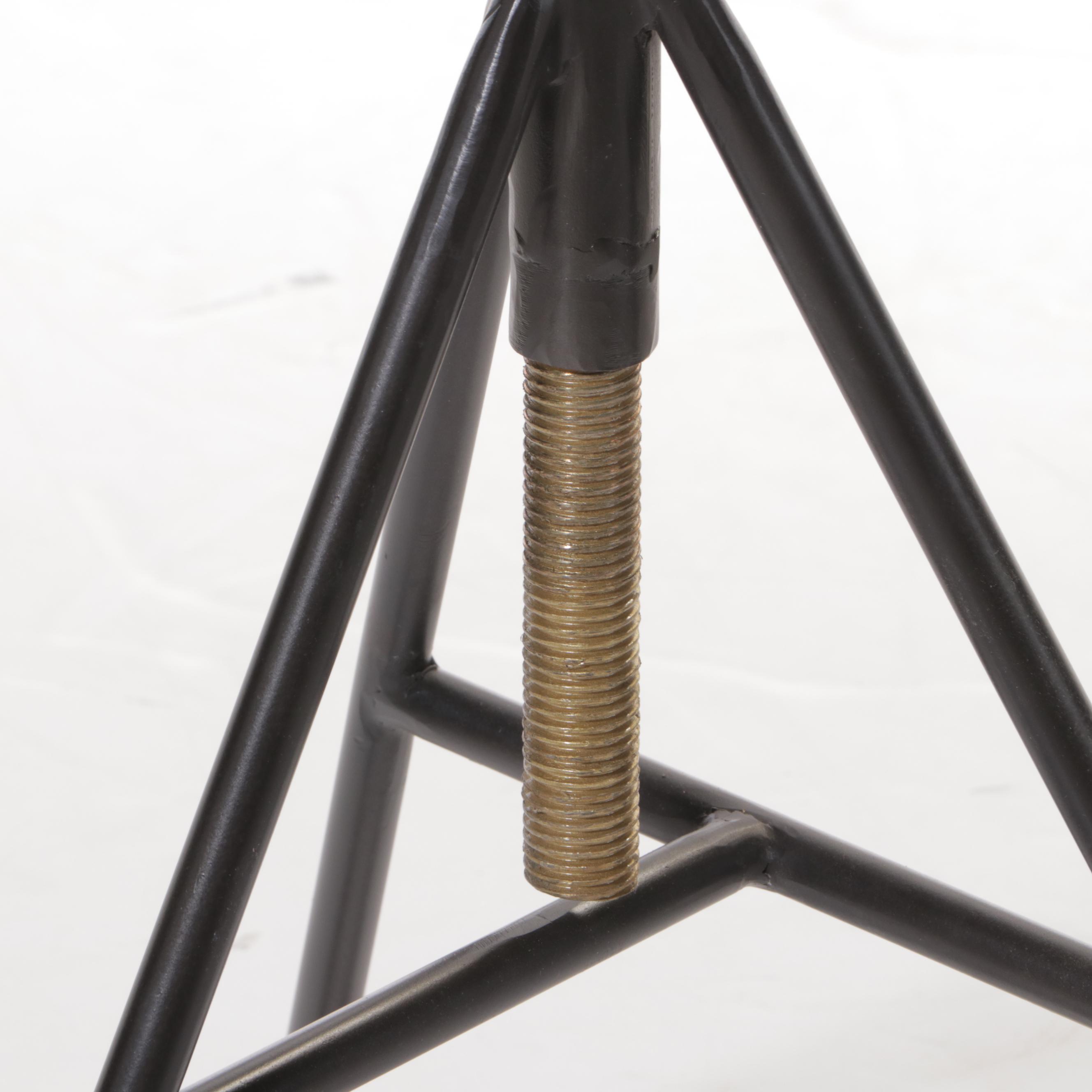 Modernist Black And Gold Tone Metal Adjustable Stool