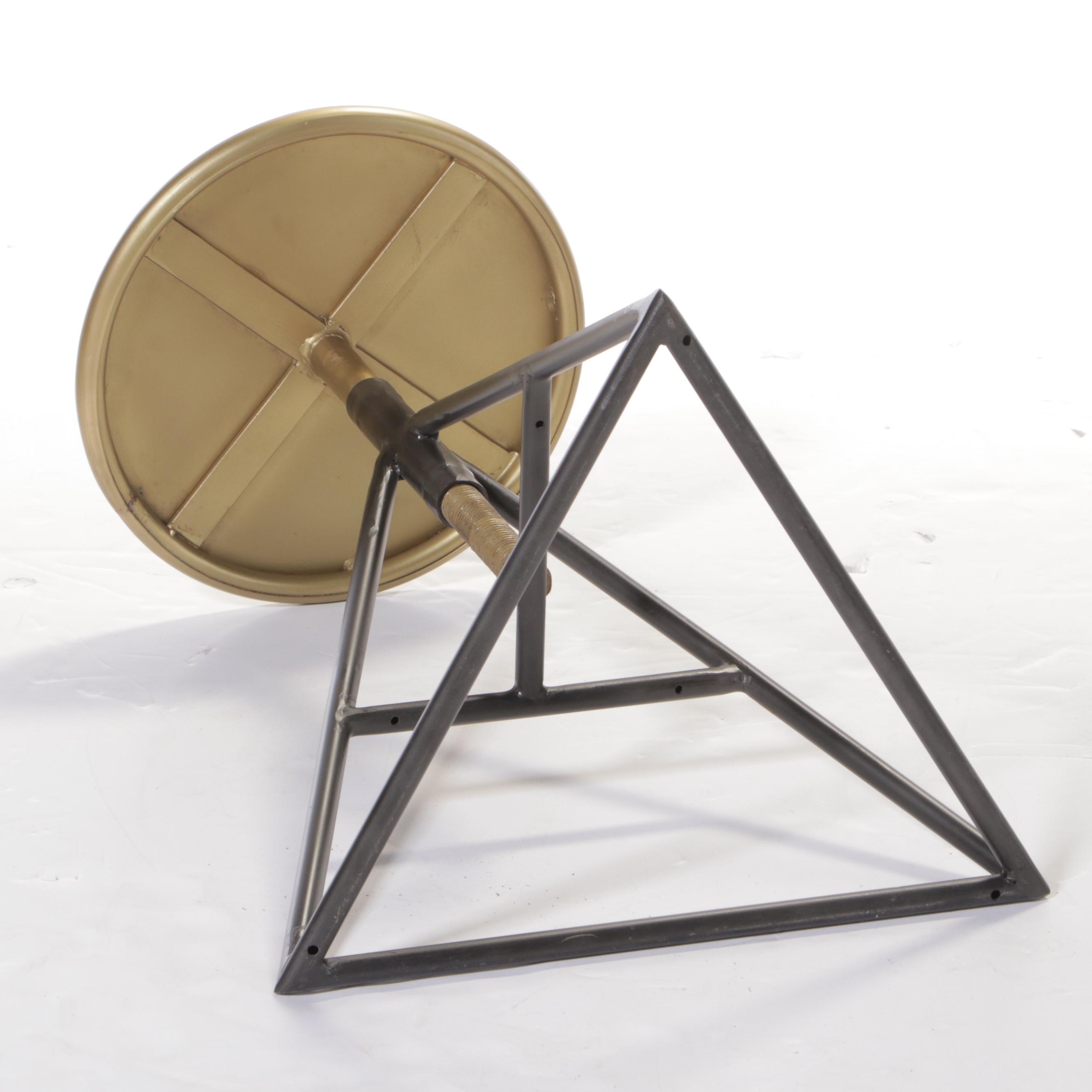 Modernist Black And Gold Tone Metal Adjustable Stool