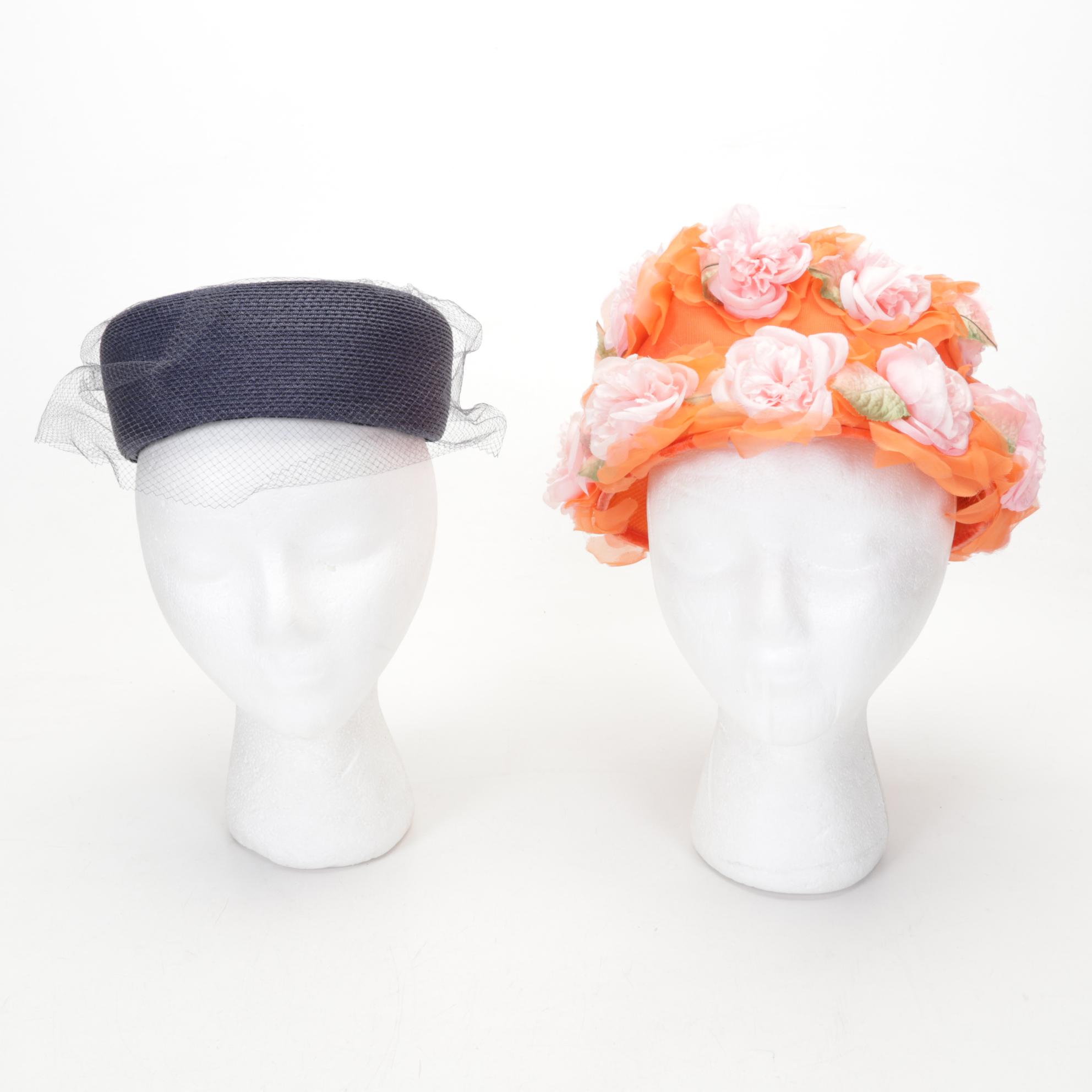 Union Made Floral Cloches, Casques, and Fascinators with Other Vintage Hats