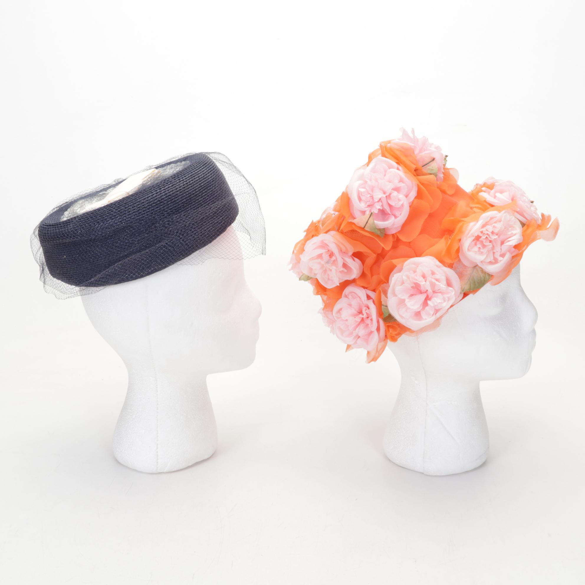 Union Made Floral Cloches, Casques, and Fascinators with Other Vintage Hats