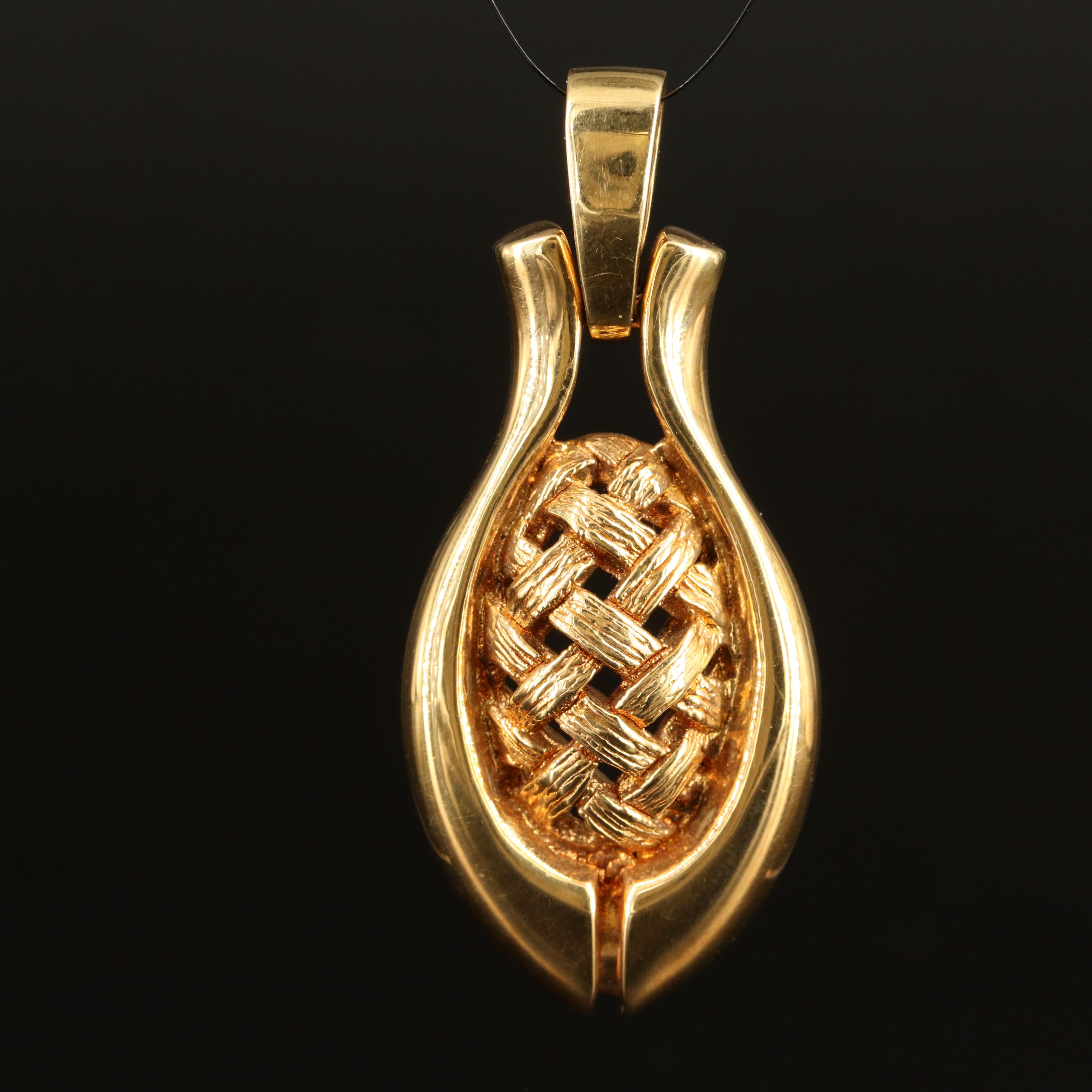 Italian 18K Basket Weave Pendant