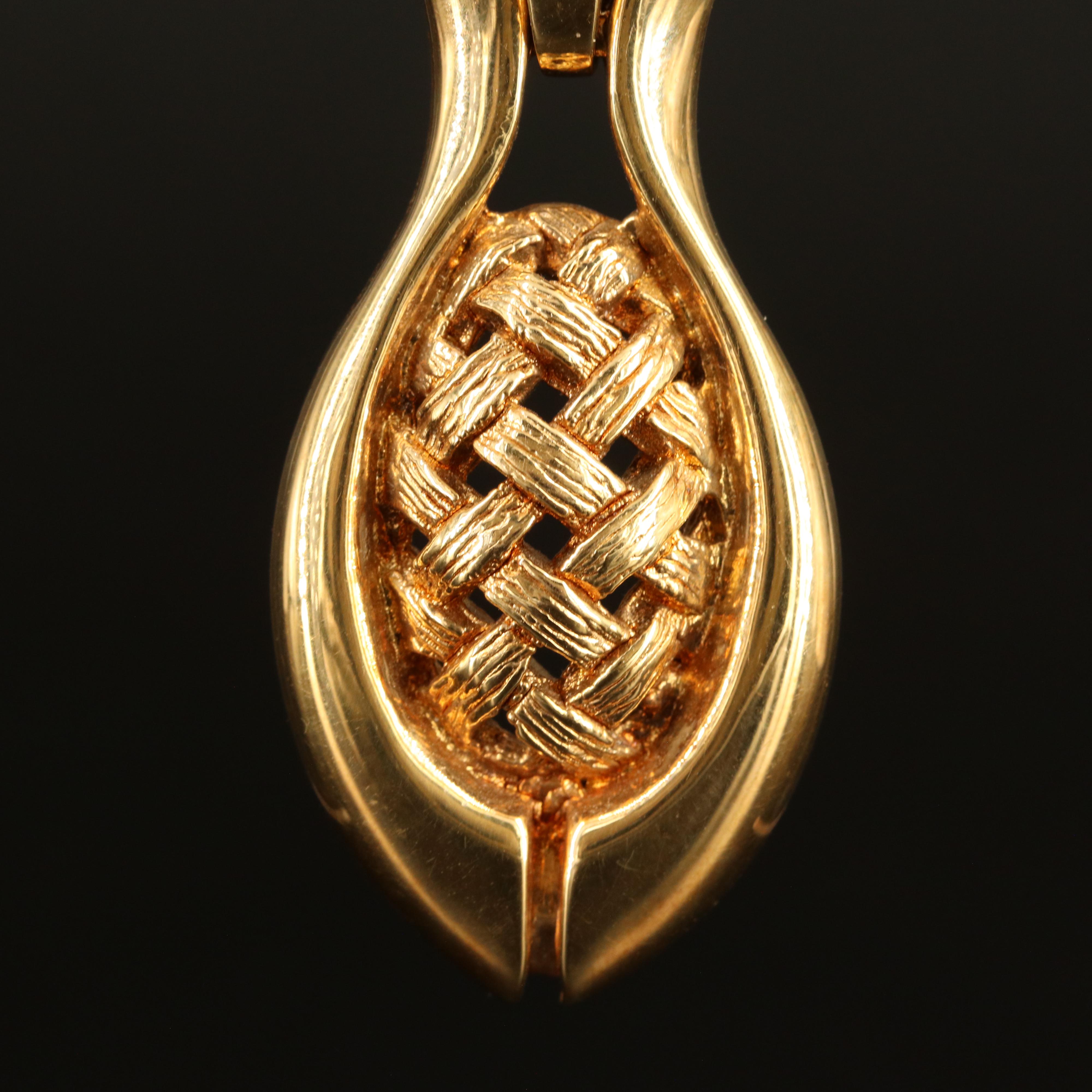 Italian 18K Basket Weave Pendant