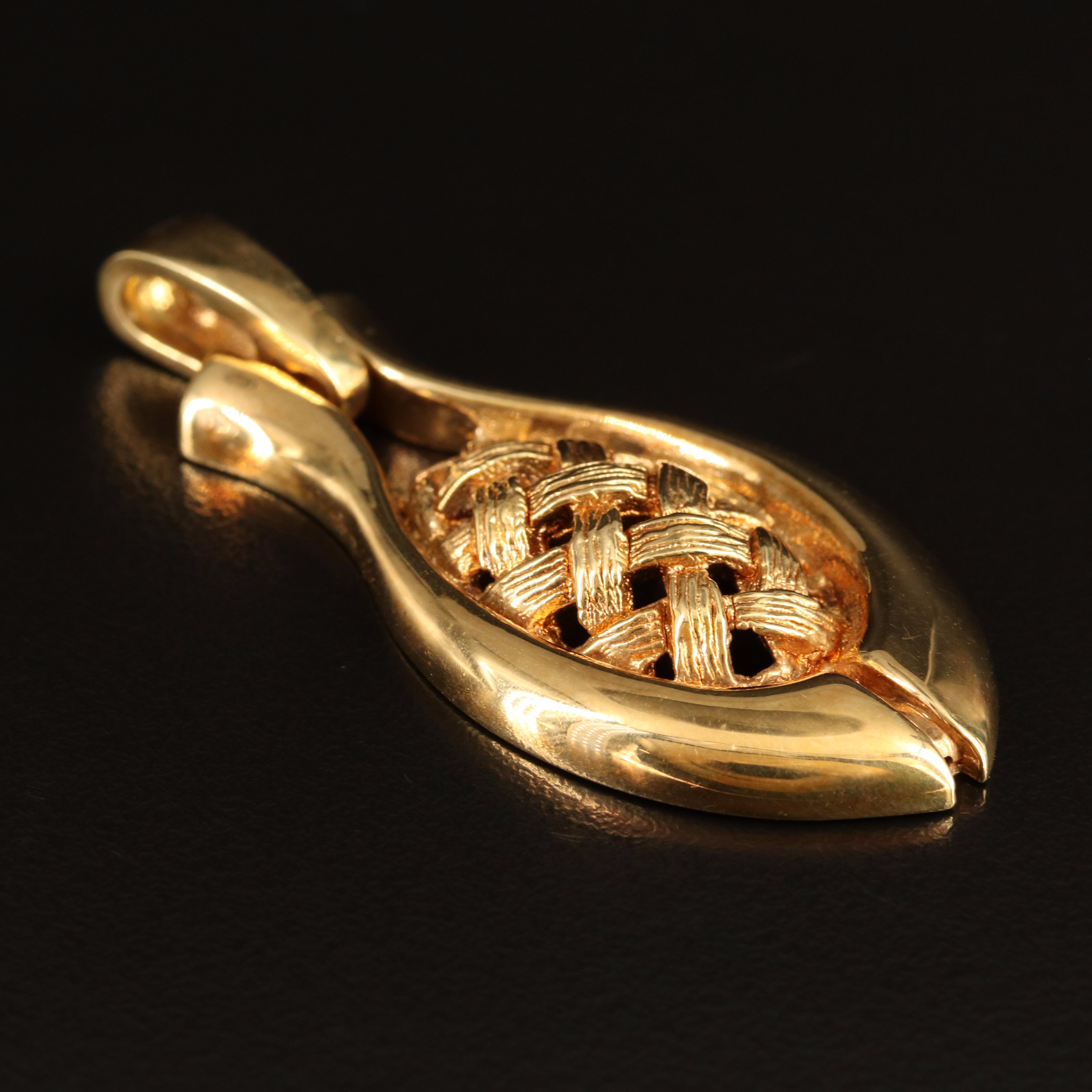 Italian 18K Basket Weave Pendant