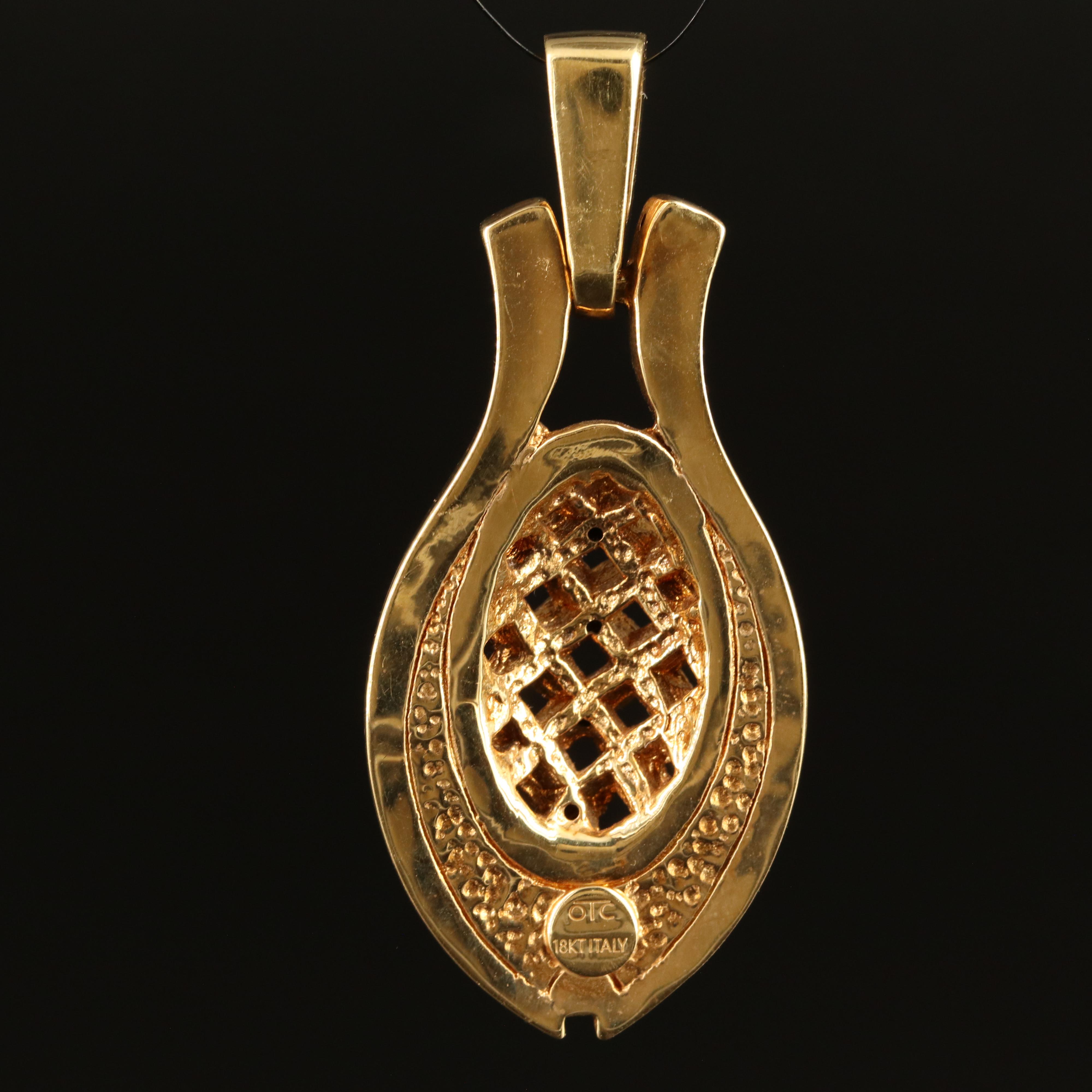 Italian 18K Basket Weave Pendant