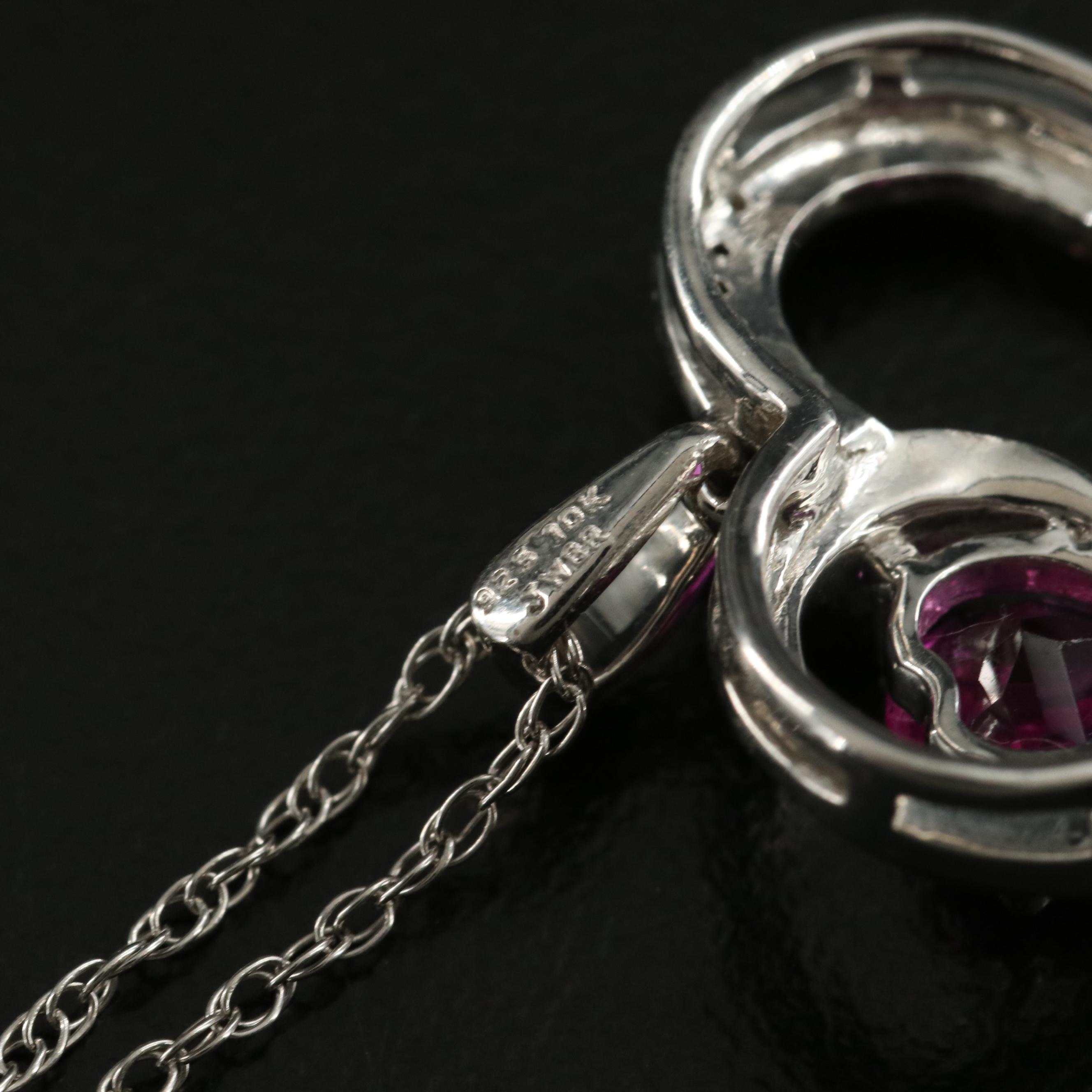 Sterling Sapphire Heart Pendant Necklace with 10K Rose Gold Accent