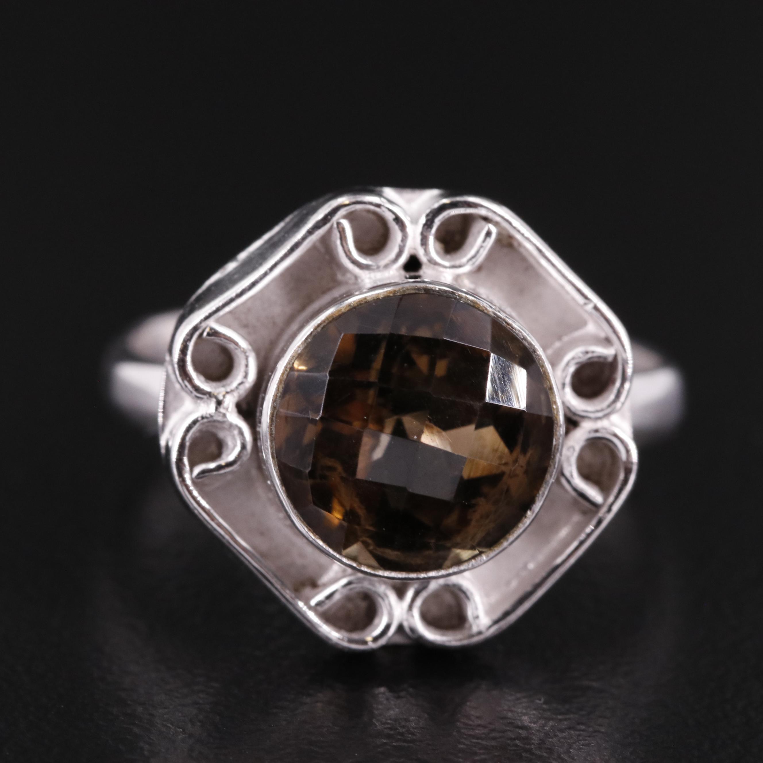 Sterling Smoky Quartz Ring