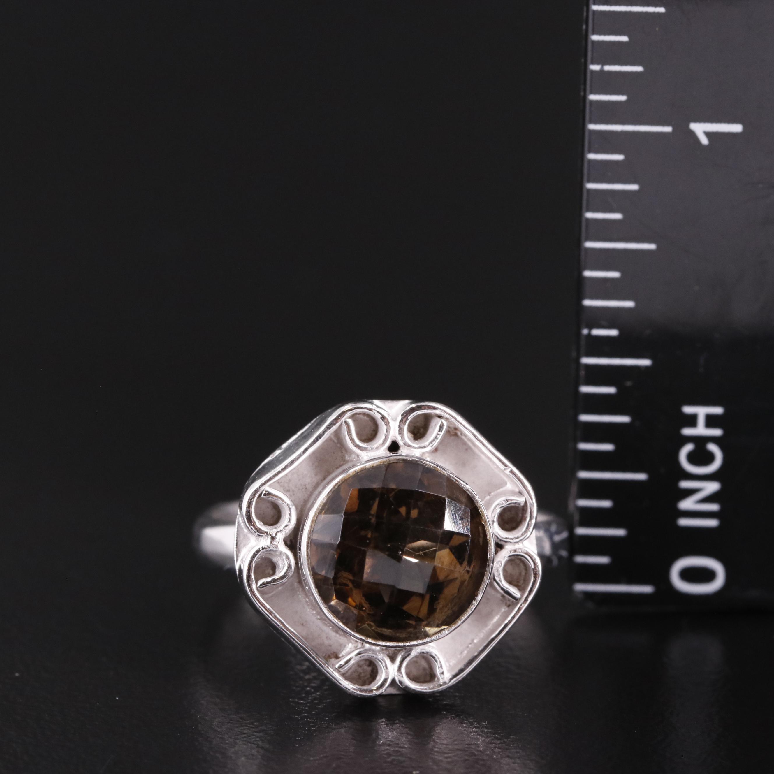 Sterling Smoky Quartz Ring