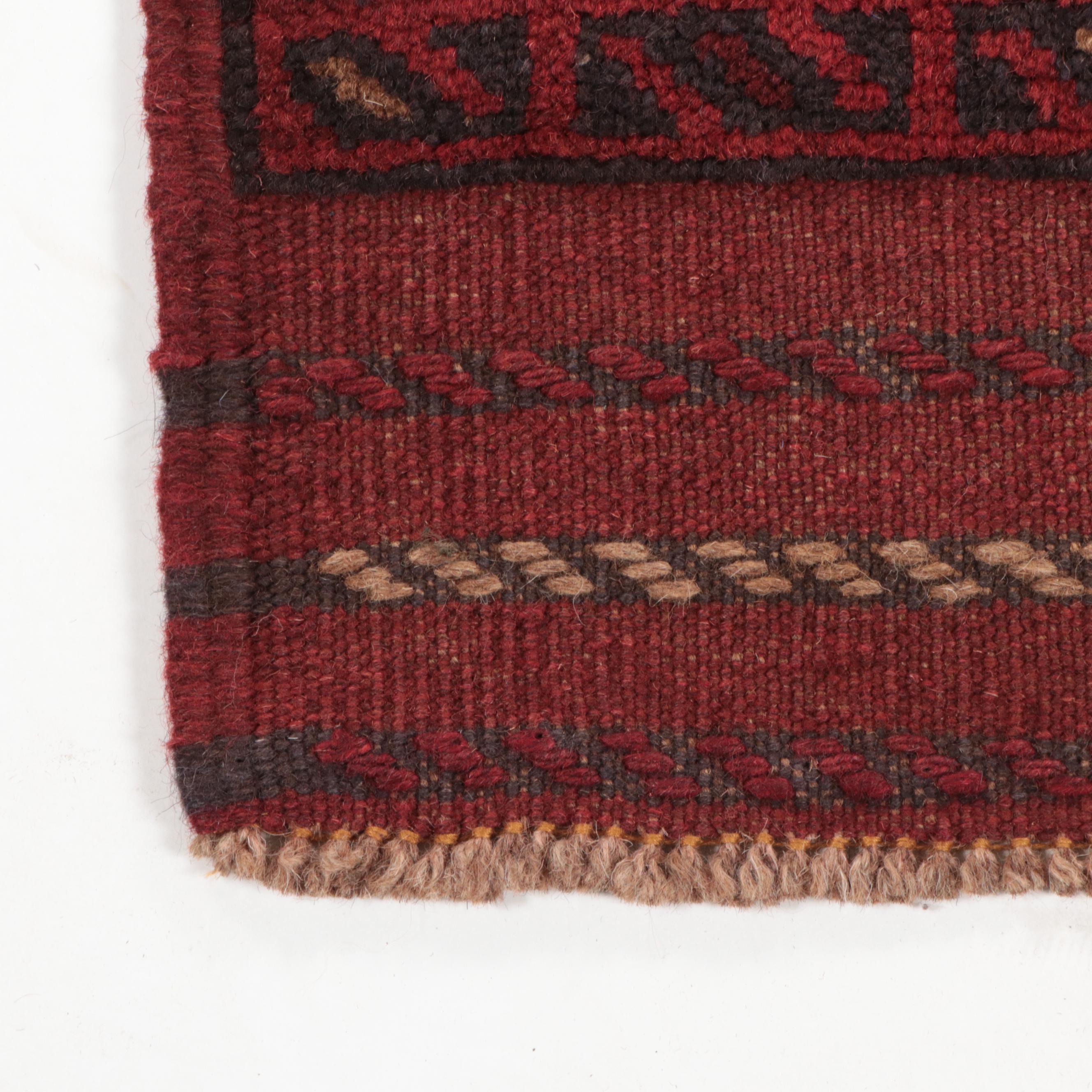 1'10 x 7'3 Handwoven Mixed-Technique Afghan Baluch Carpet Runner