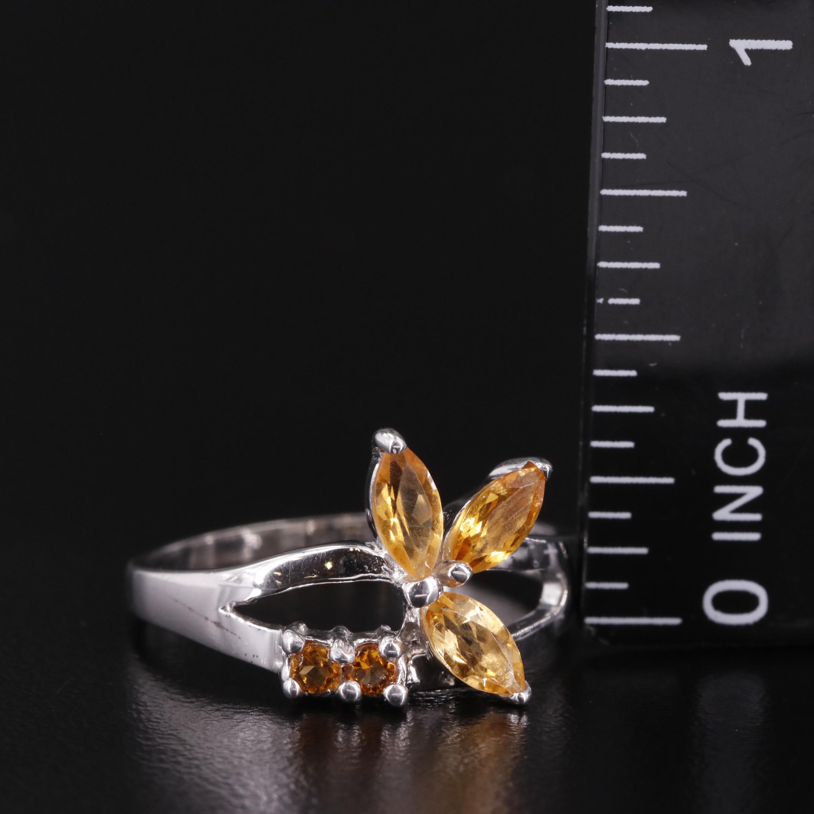 Sterling Citrine Foliate Ring
